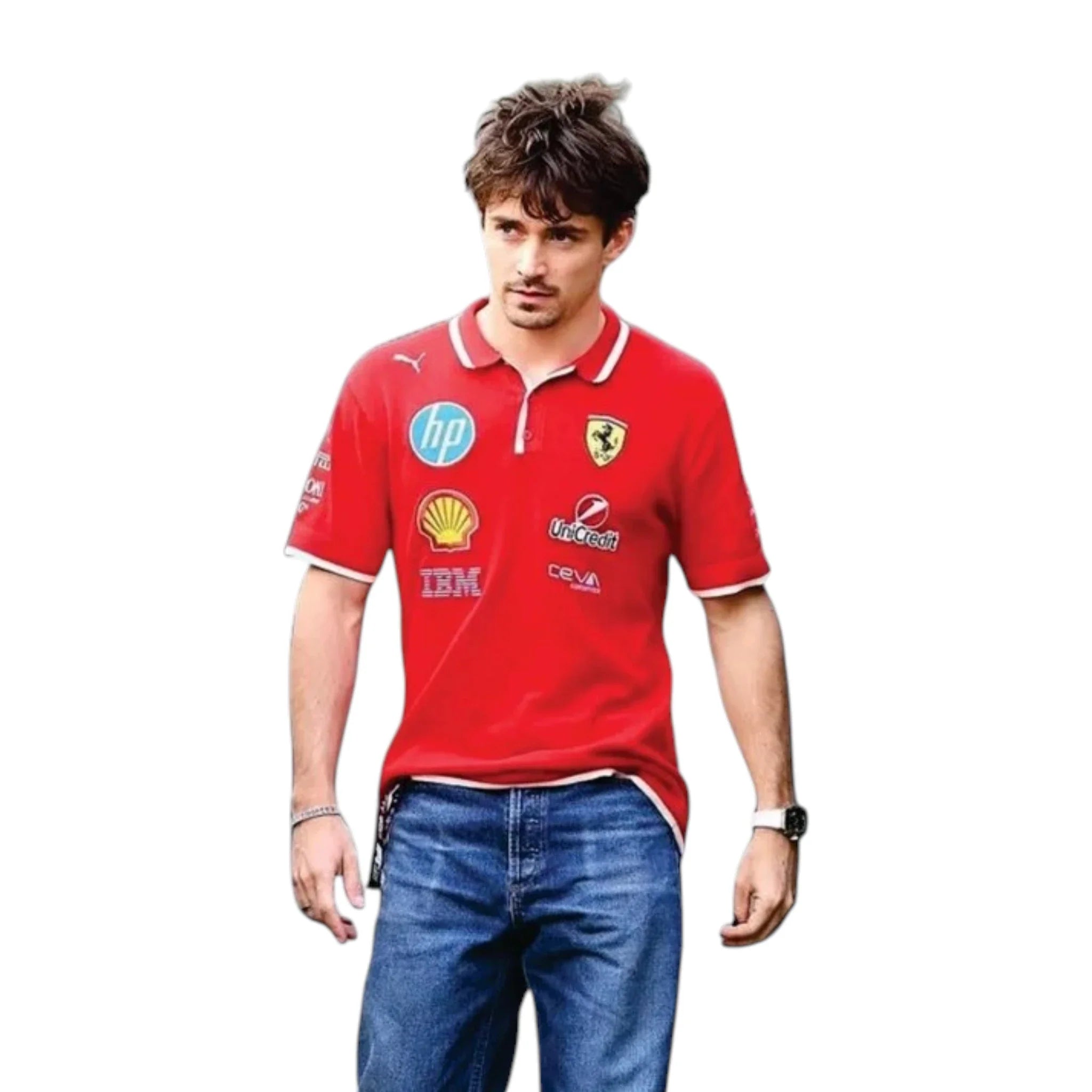 2025 Ferrari F1 Polo Shirt product view - Grand Flex Racewear