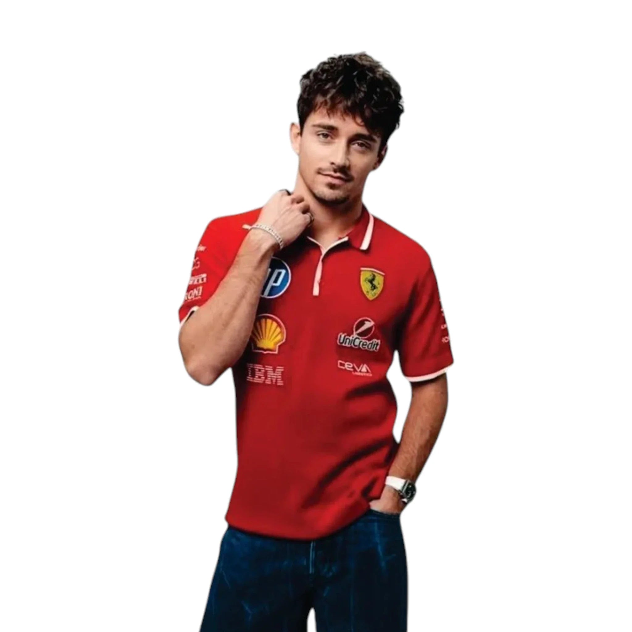 2025 Ferrari F1 Polo Shirt detail view 2 - Grand Flex Racewear