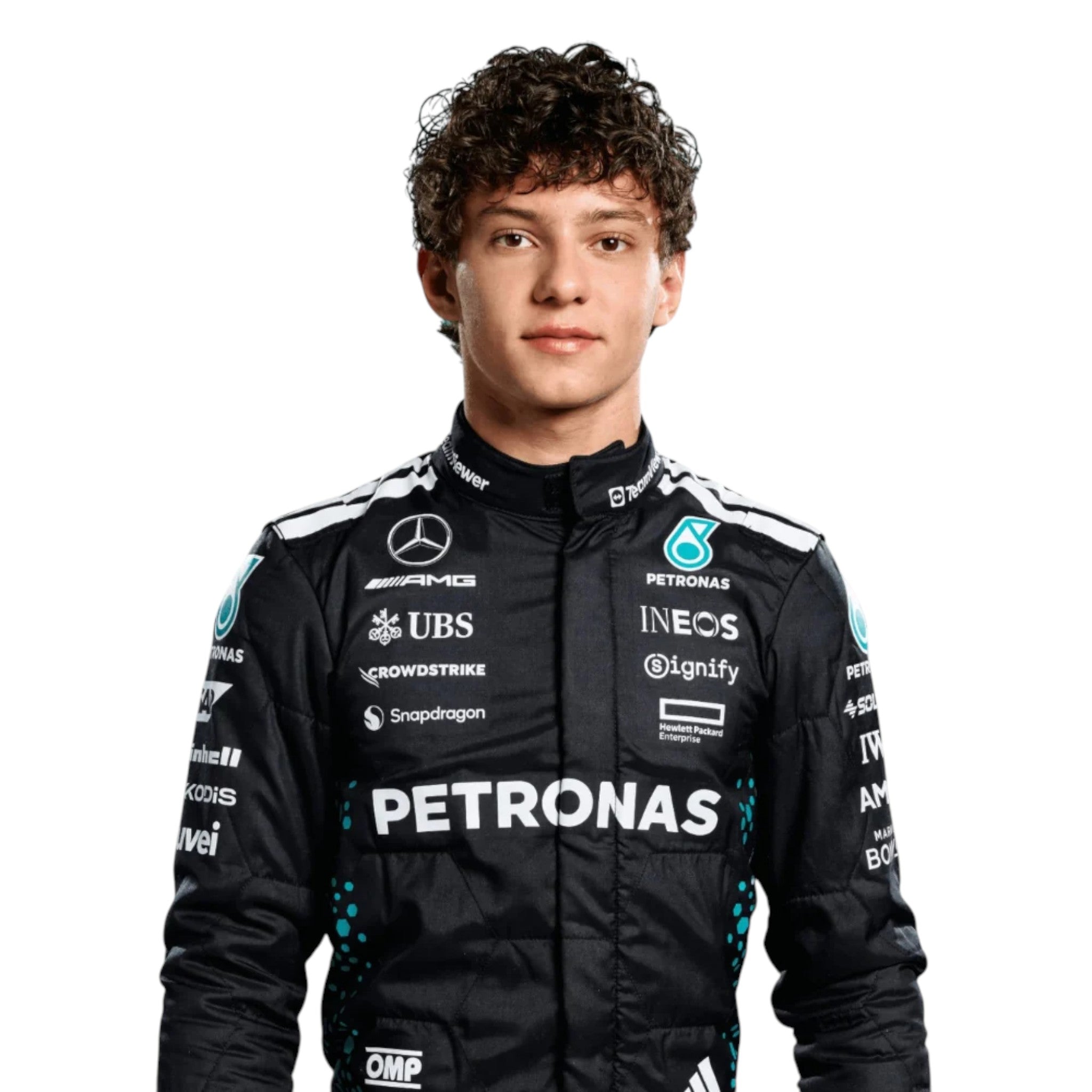Andrea Kimi Antonelli 2025 Mercedes AMG Petronas F1 Race Suit product view - Grand Flex Racewear
