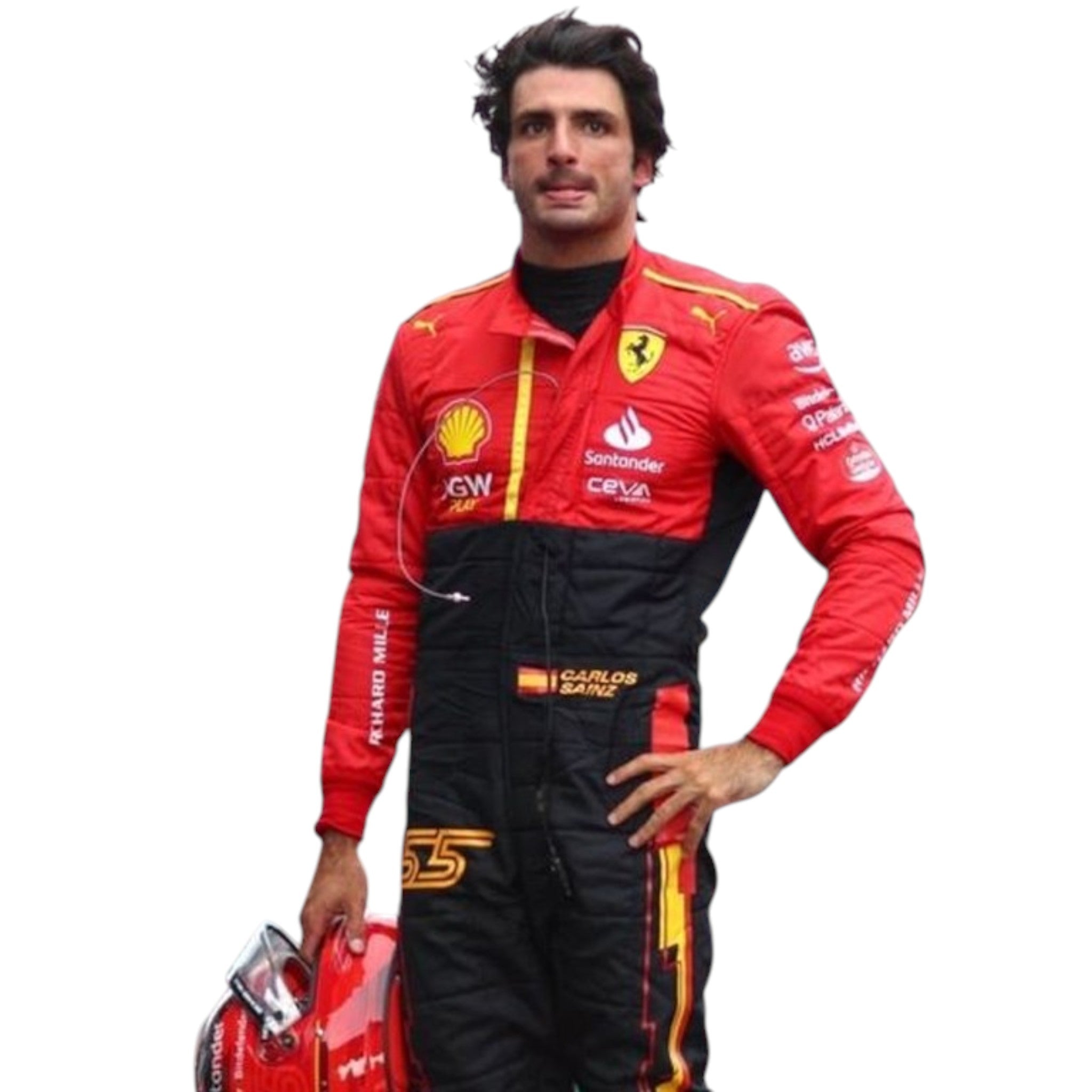 Carlos Sainz 2023 Ferrari Spain GP F1 Race Suit detail view 2 - Grand Flex Racewear