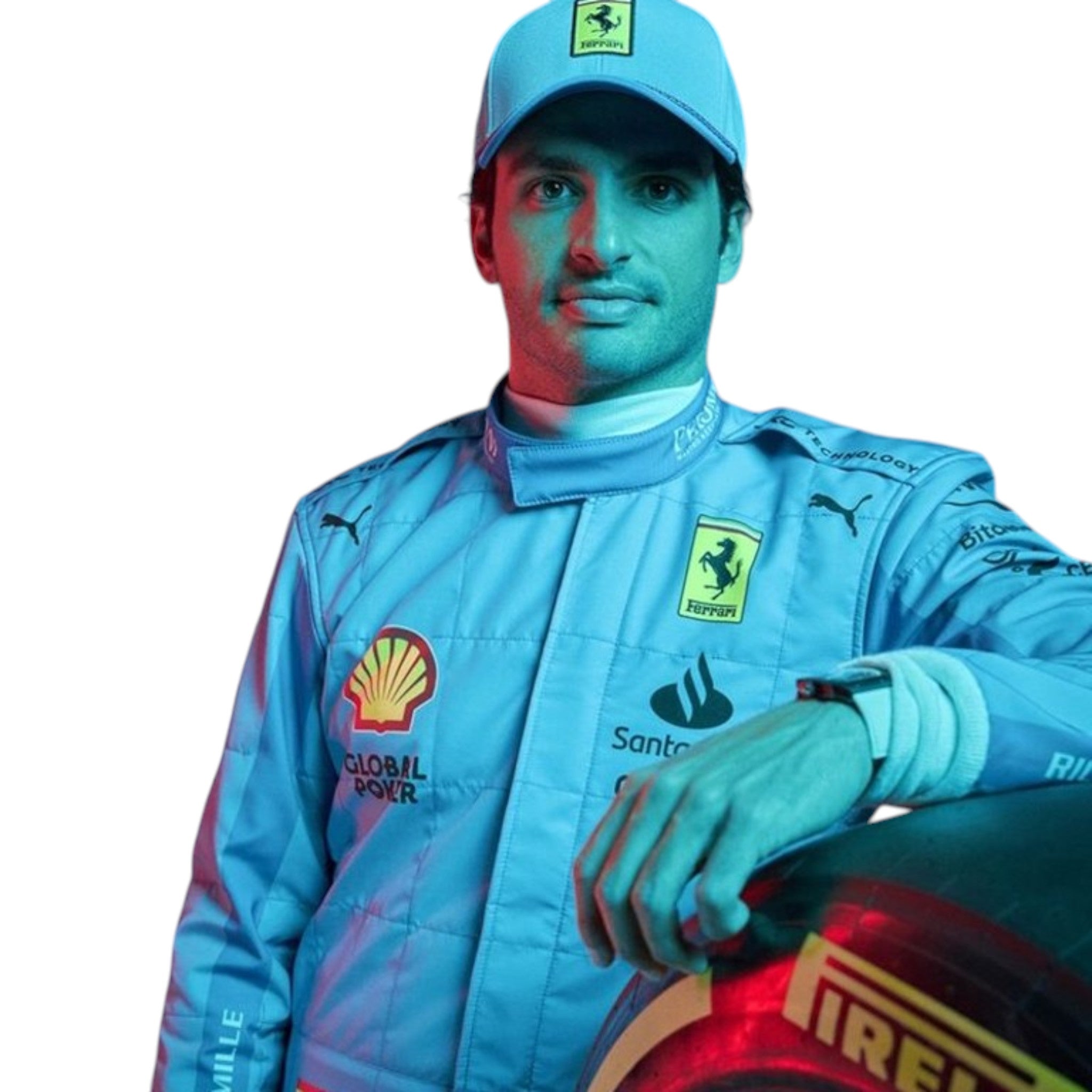 Carlos Sainz 2024 Ferrari Miami GP F1 Race Suit product view - Grand Flex Racewear