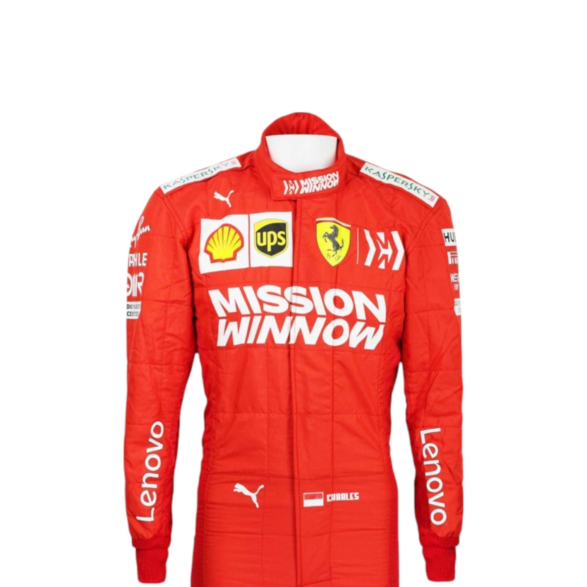 Charles Leclerc 2019 Ferrari F1 race suit front view by Grand Flex Racewear