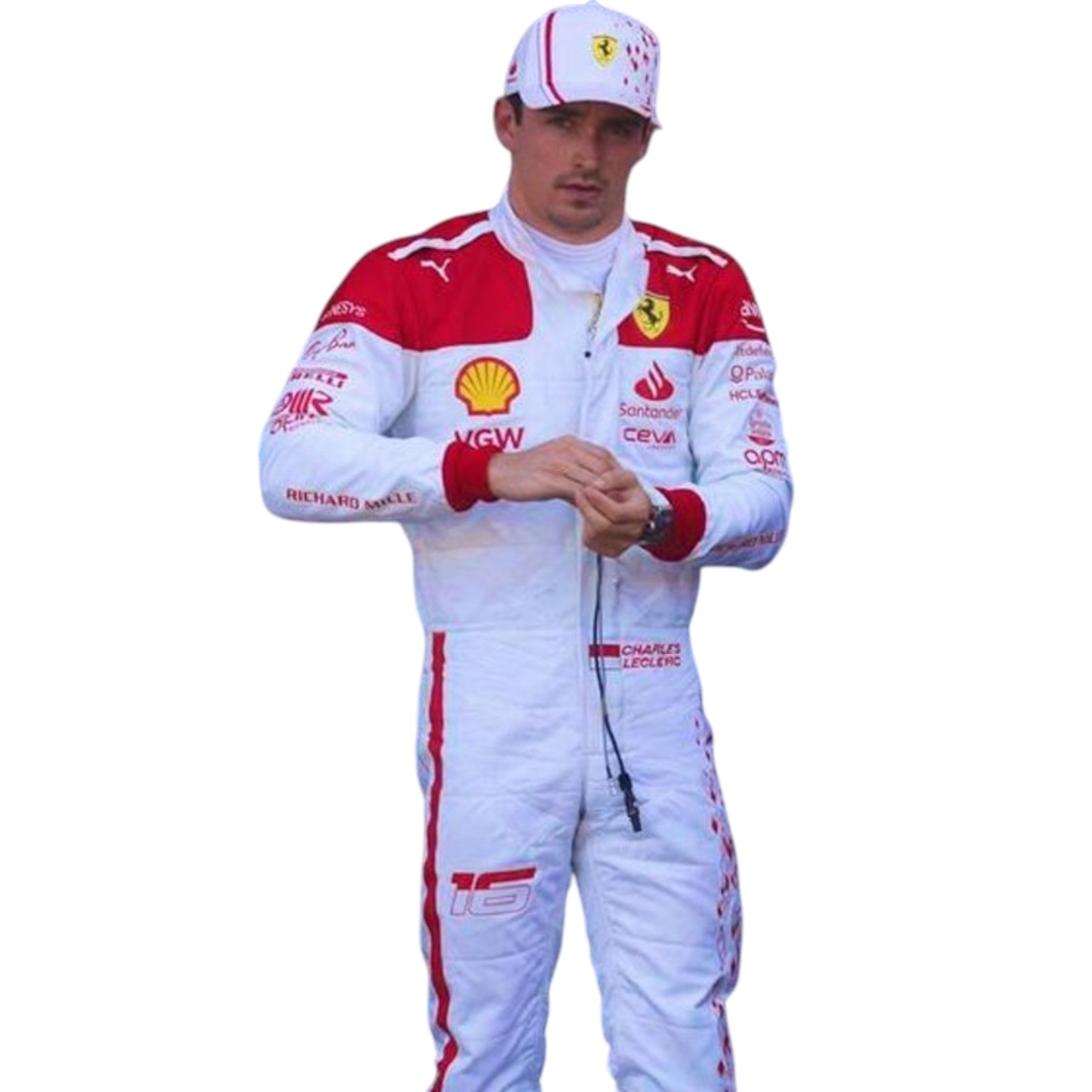 Charles Leclerc 2023 Ferrari Monaco GP F1 Race Suit product view - Grand Flex Racewear