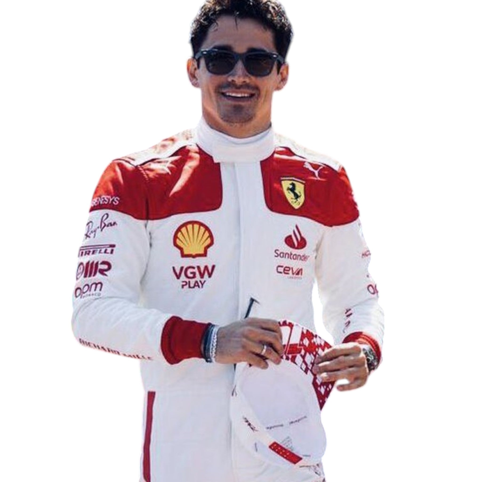 Charles Leclerc 2023 Ferrari Monaco GP F1 Race Suit detail view 3 - Grand Flex Racewear