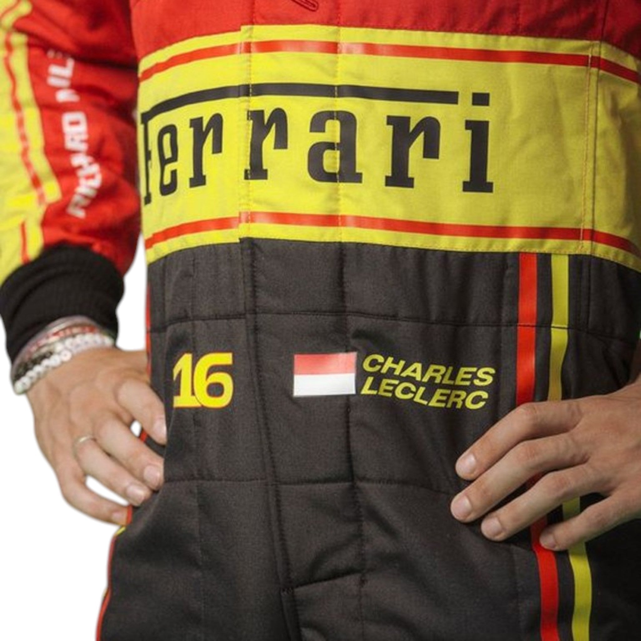 Charles Leclerc 2023 Ferrari Monza GP F1 Race Suit detail view 2 - Grand Flex Racewear