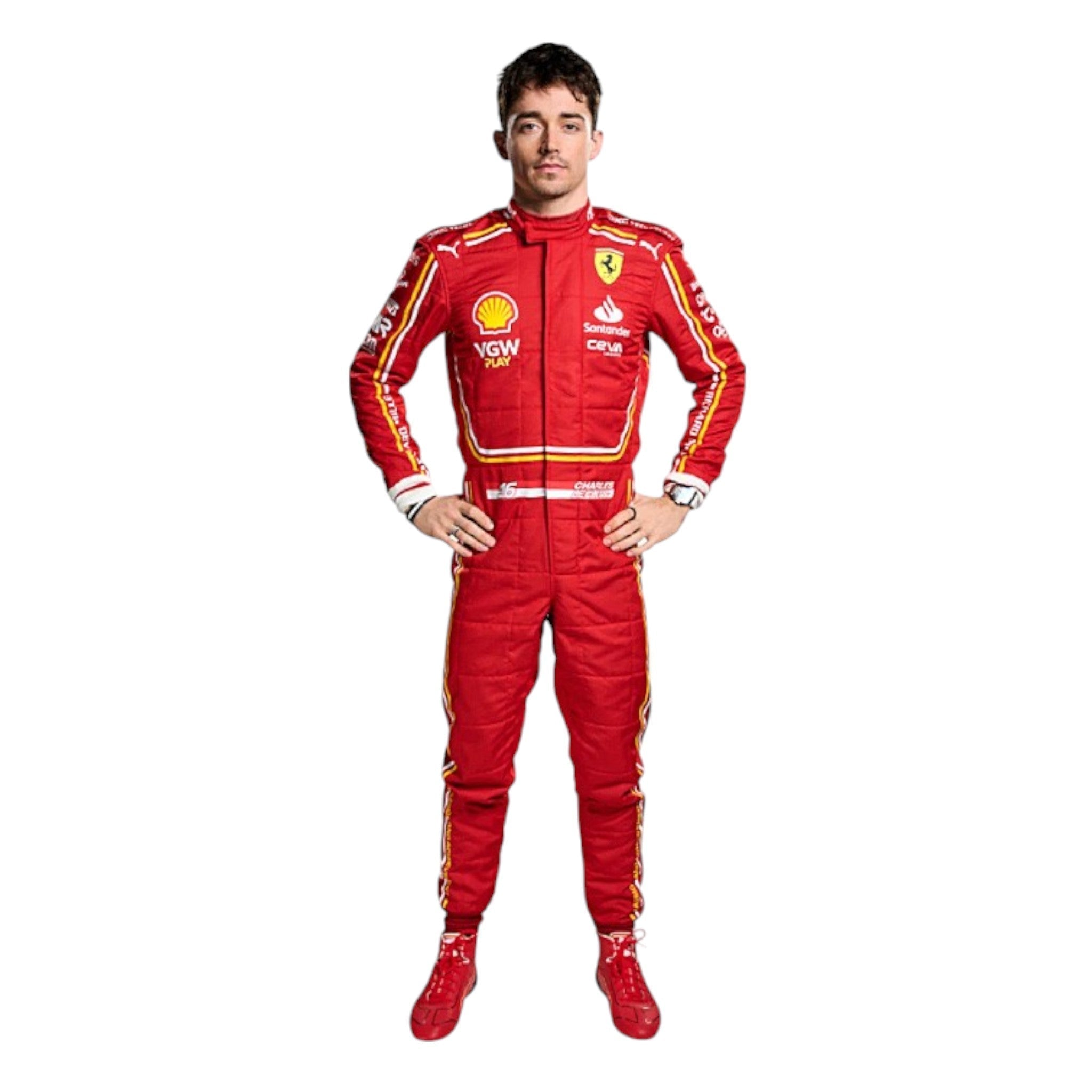 Charles Leclerc 2024 Ferrari F1 Race Suit detail view 4 - Grand Flex Racewear