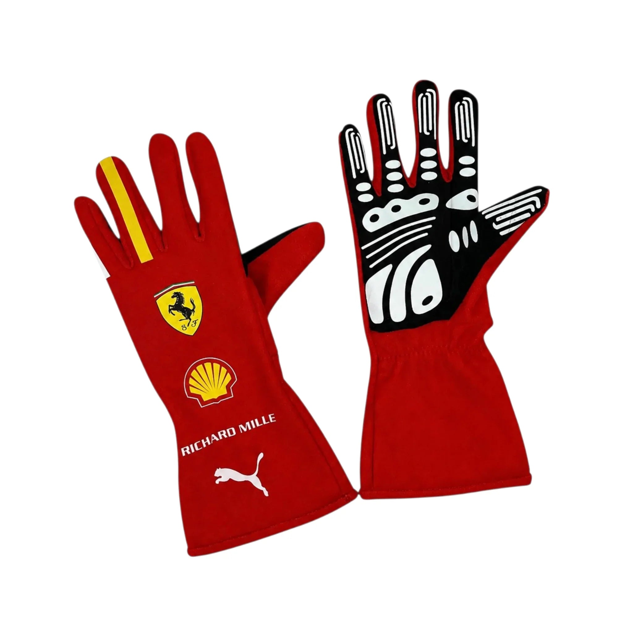 Charles Leclerc 2024 Ferrari F1 Racing Gloves product view - Grand Flex Racewear