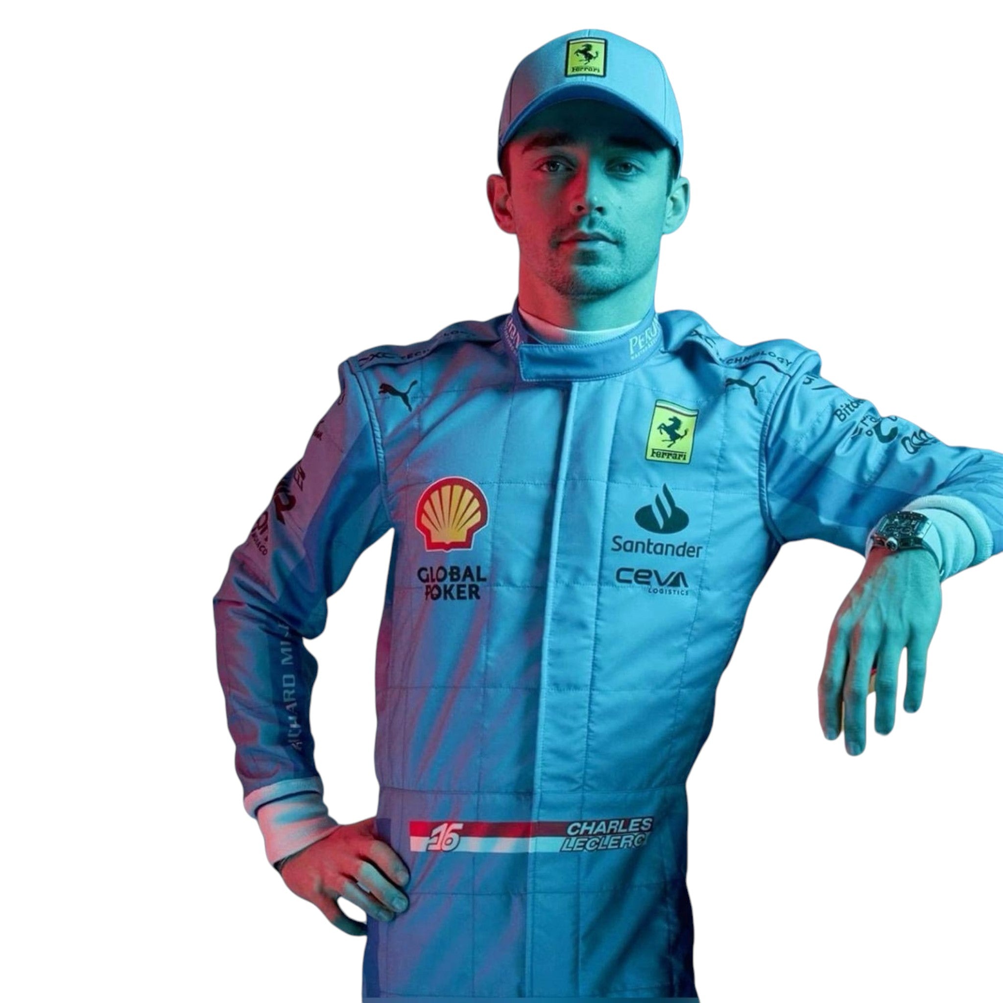 Charles Leclerc 2024 Ferrari Miami GP F1 Race Suit product view - Grand Flex Racewear