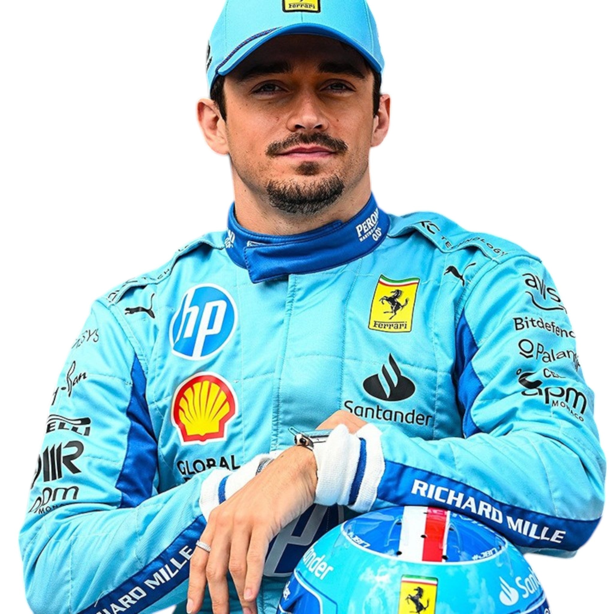 Charles Leclerc 2024 Ferrari Miami GP F1 Race Suit detail view 6 - Grand Flex Racewear