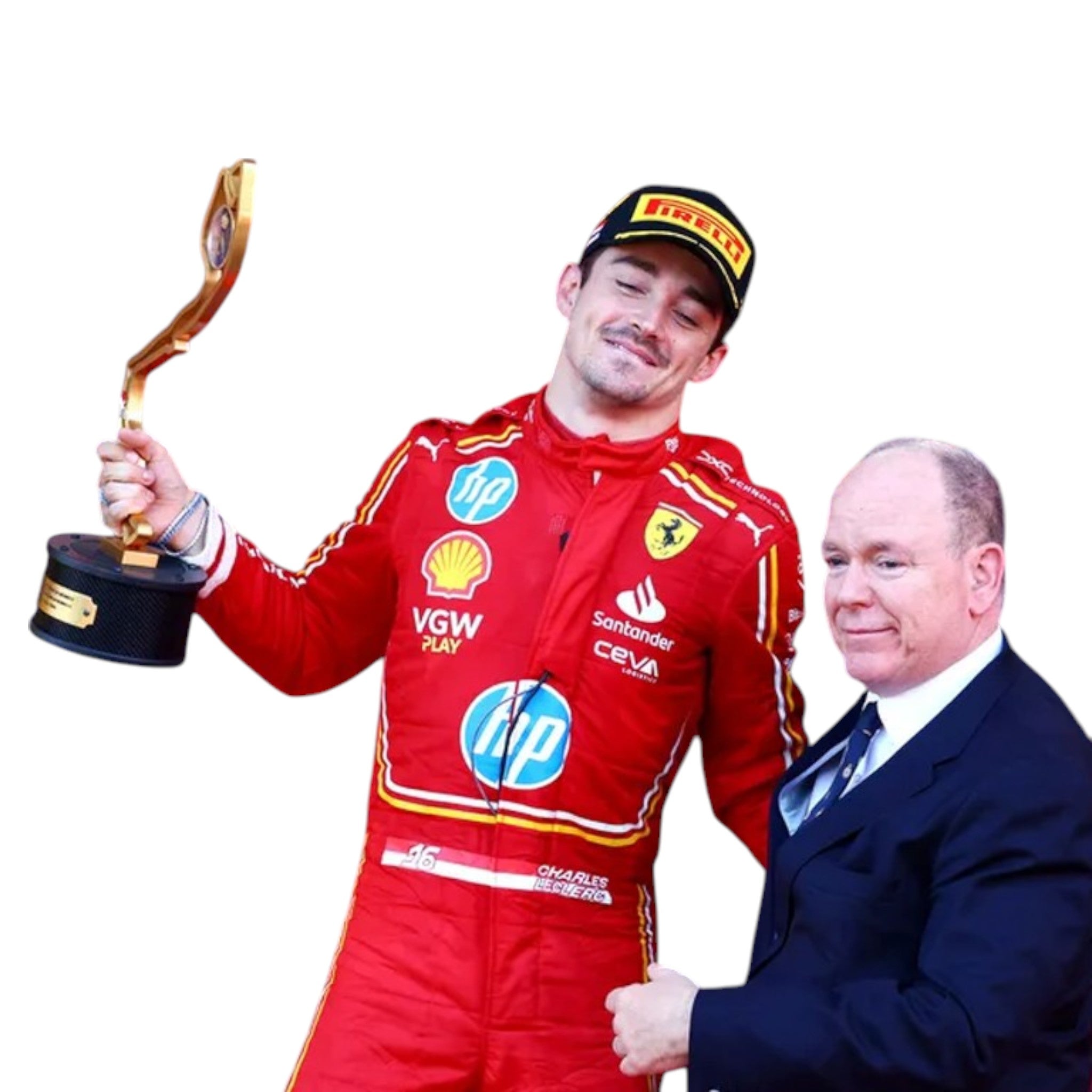Charles Leclerc 2024 Ferrari Monaco GP F1 Race Suit detail view 3 - Grand Flex Racewear