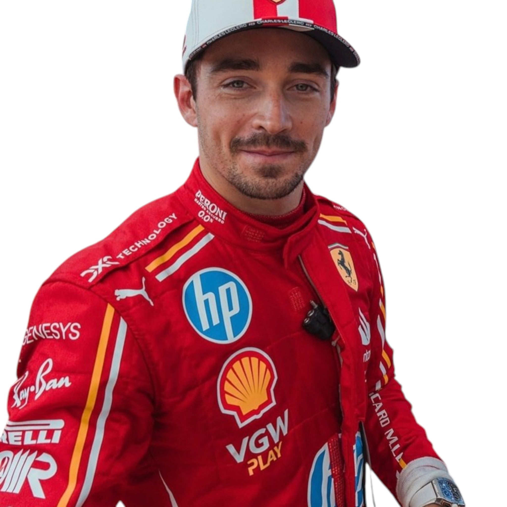 Charles Leclerc 2024 Ferrari Monaco GP F1 Race Suit detail view 6 - Grand Flex Racewear