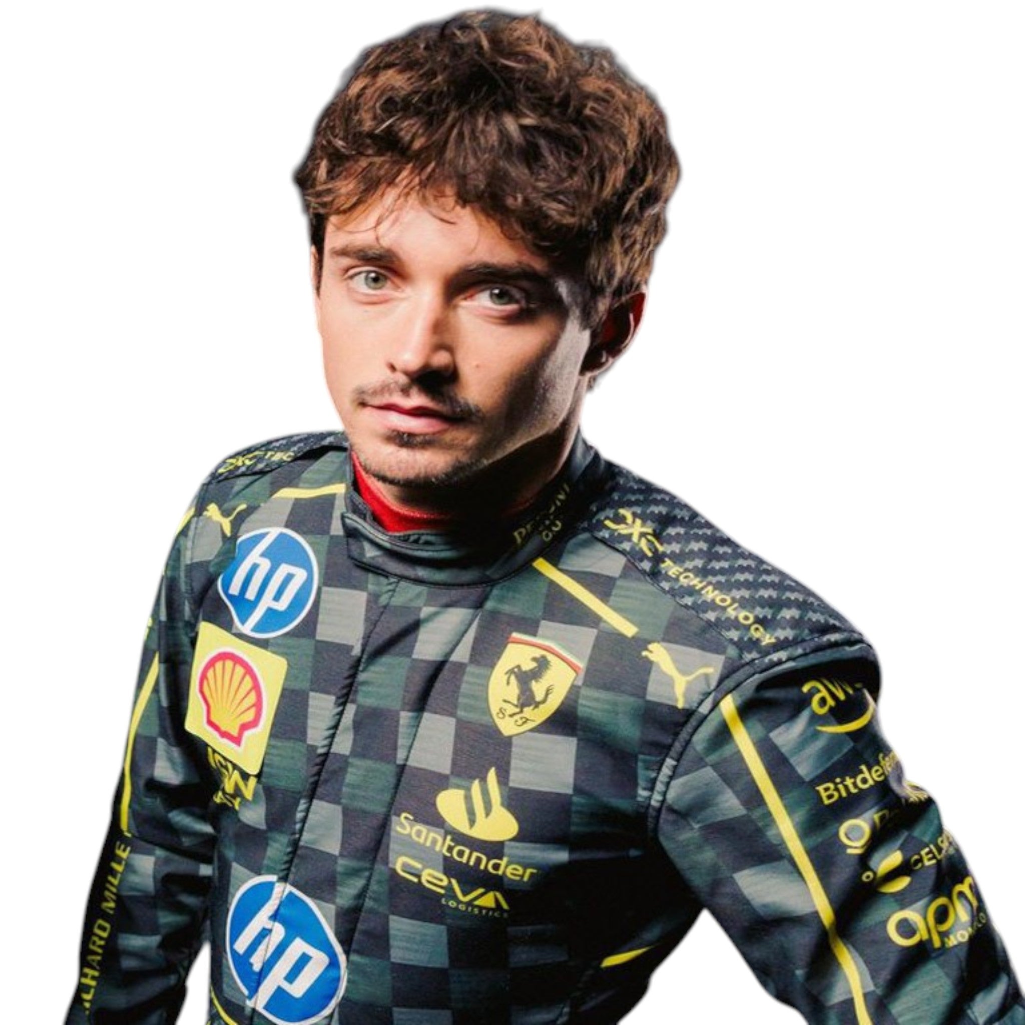 Charles Leclerc 2024 Ferrari Monza GP F1 Race Suit detail view 2 - Grand Flex Racewear