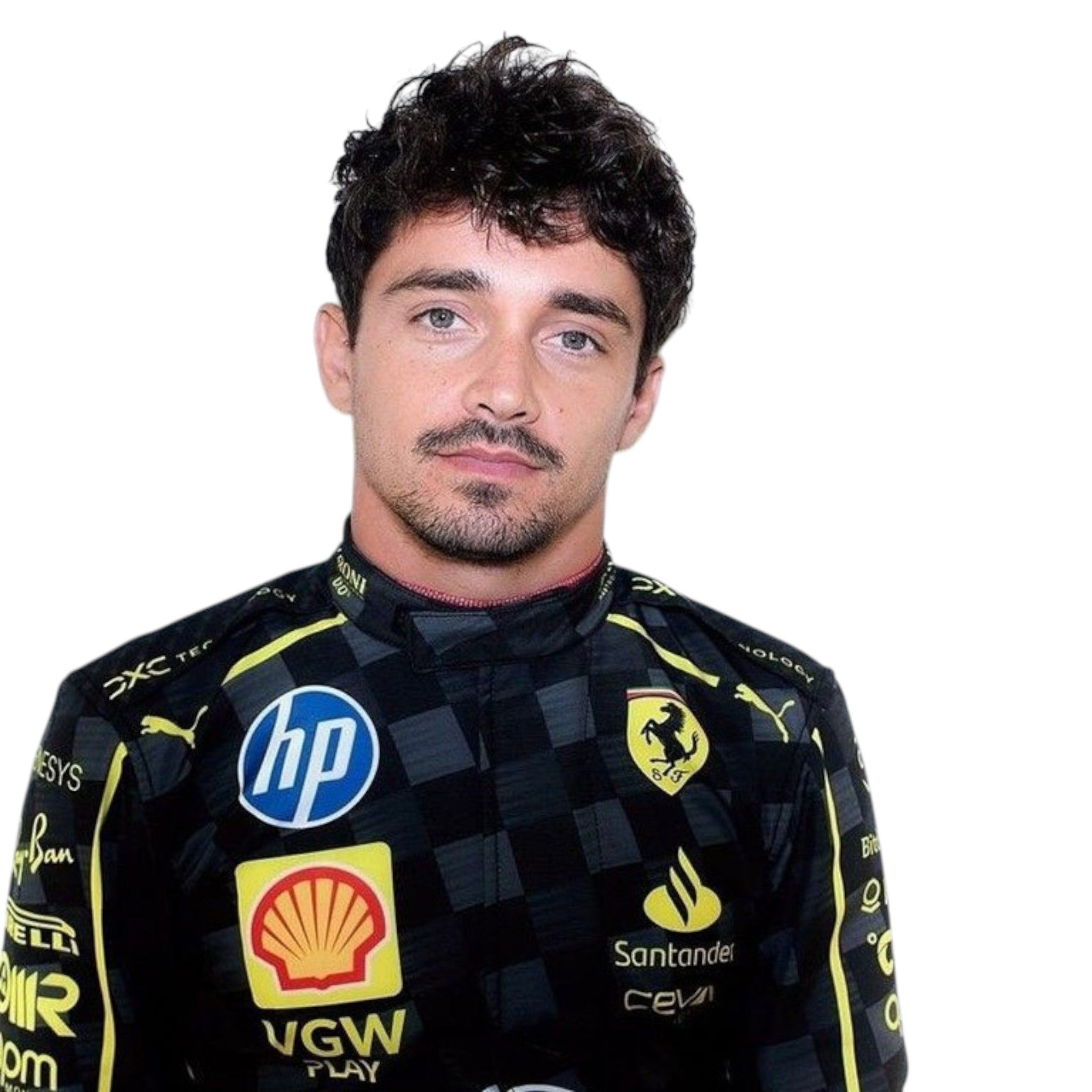 Charles Leclerc 2024 Ferrari Monza GP F1 Race Suit detail view 3 - Grand Flex Racewear