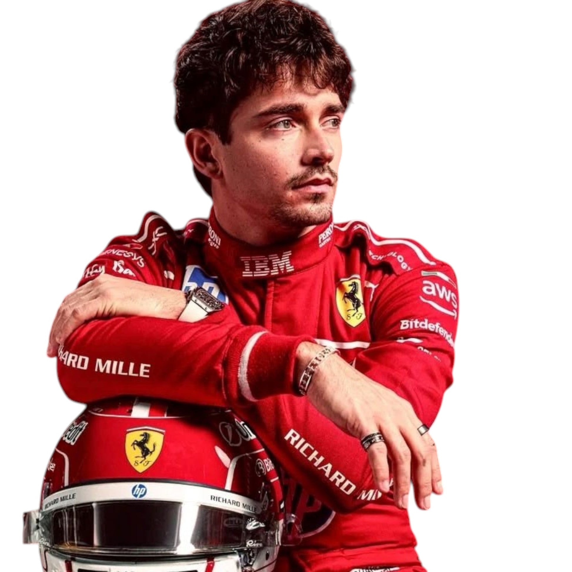Charles Leclerc 2025 Ferrari F1 race suit full view by Grand Flex Racewear