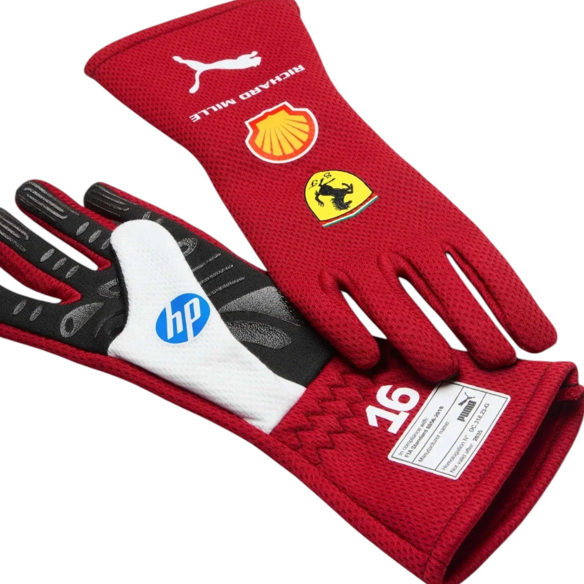 Charles Leclerc 2025 Ferrari F1 Racing Gloves detail view 3 - Grand Flex Racewear