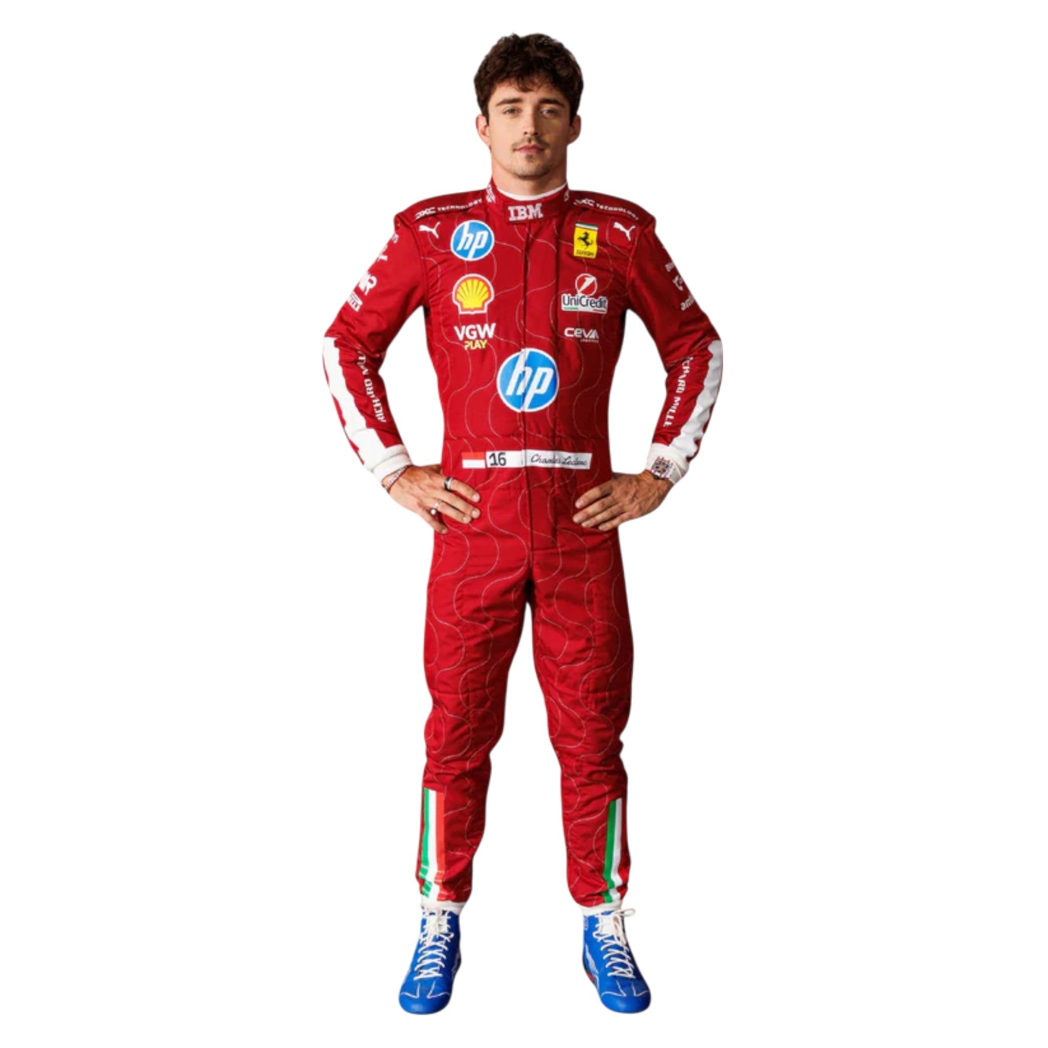 Charles Leclerc 2025 Ferrari Monza GP F1 Race Suit product view - Grand Flex Racewear