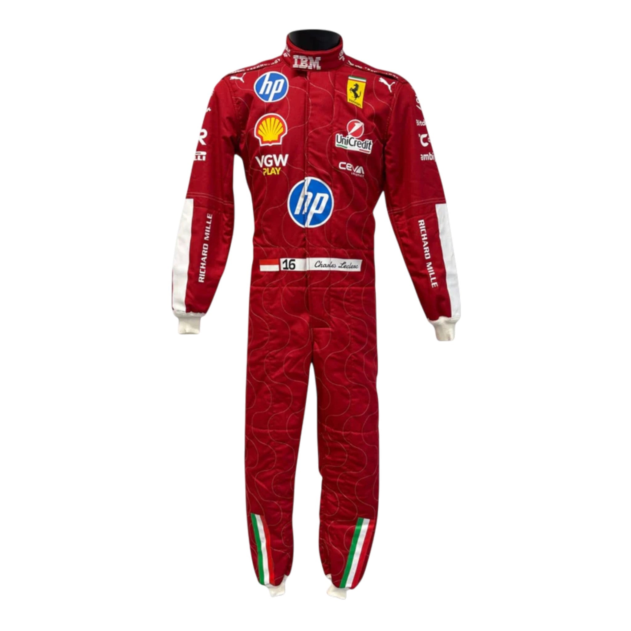 Charles Leclerc 2025 Ferrari Monza GP F1 Race Suit detail view 3 - Grand Flex Racewear