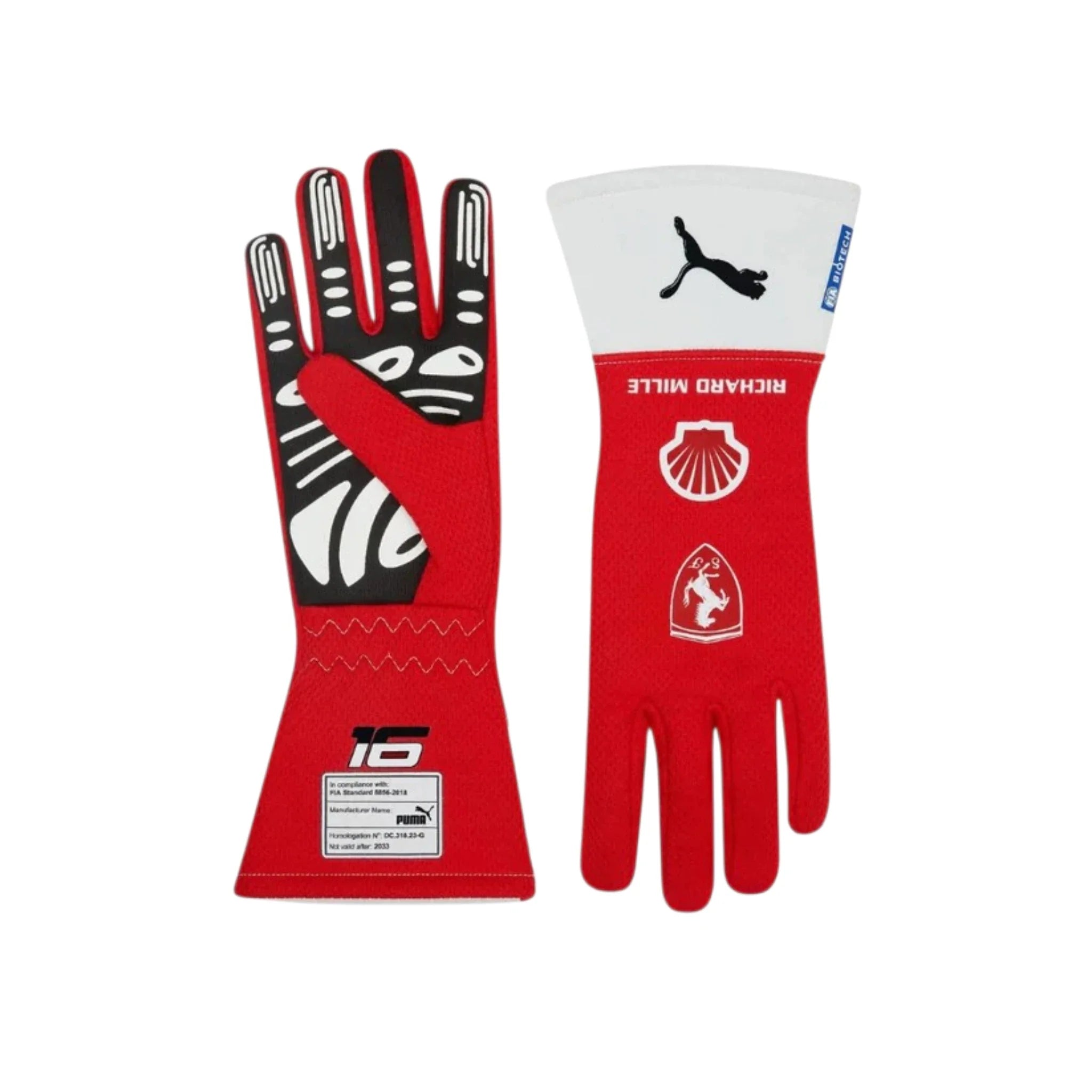 Charles Leclerc Ferrari F1 Racing Gloves product view - Grand Flex Racewear