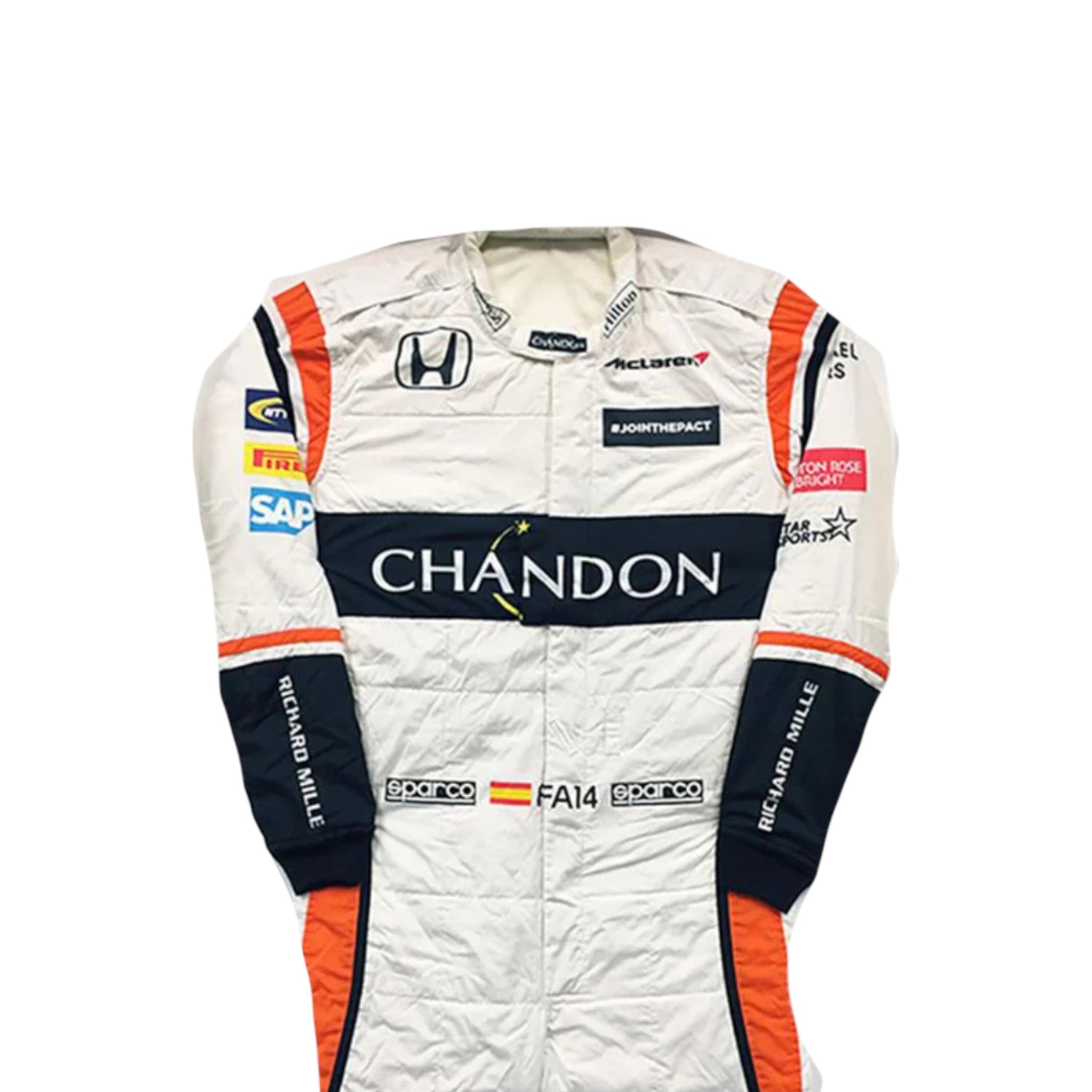 Fernando Alonso 2017 Mclaren F1 Race Suit product view - Grand Flex Racewear