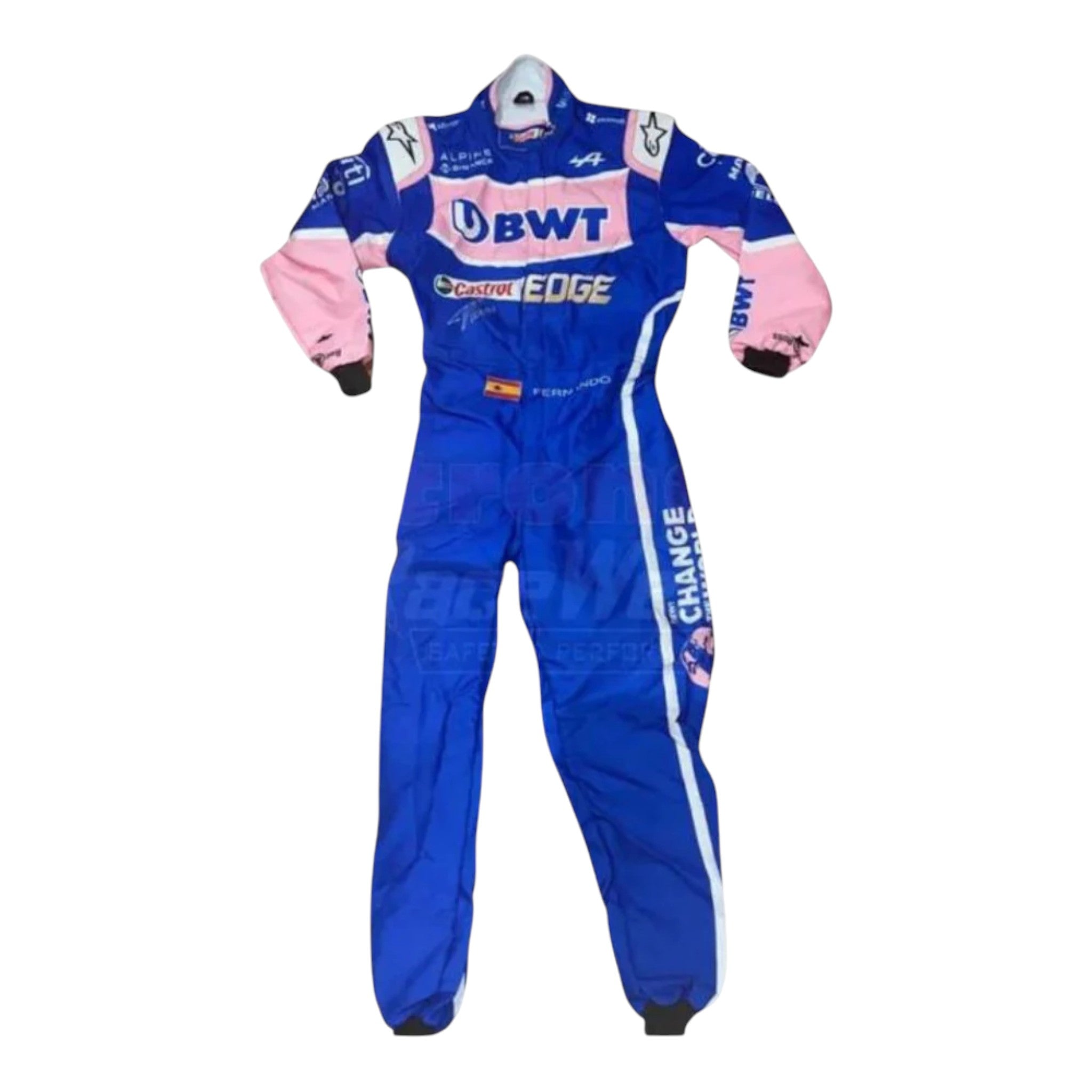 Fernando Alonso 2022 BWT Alpine F1 Race Suit product view - Grand Flex Racewear