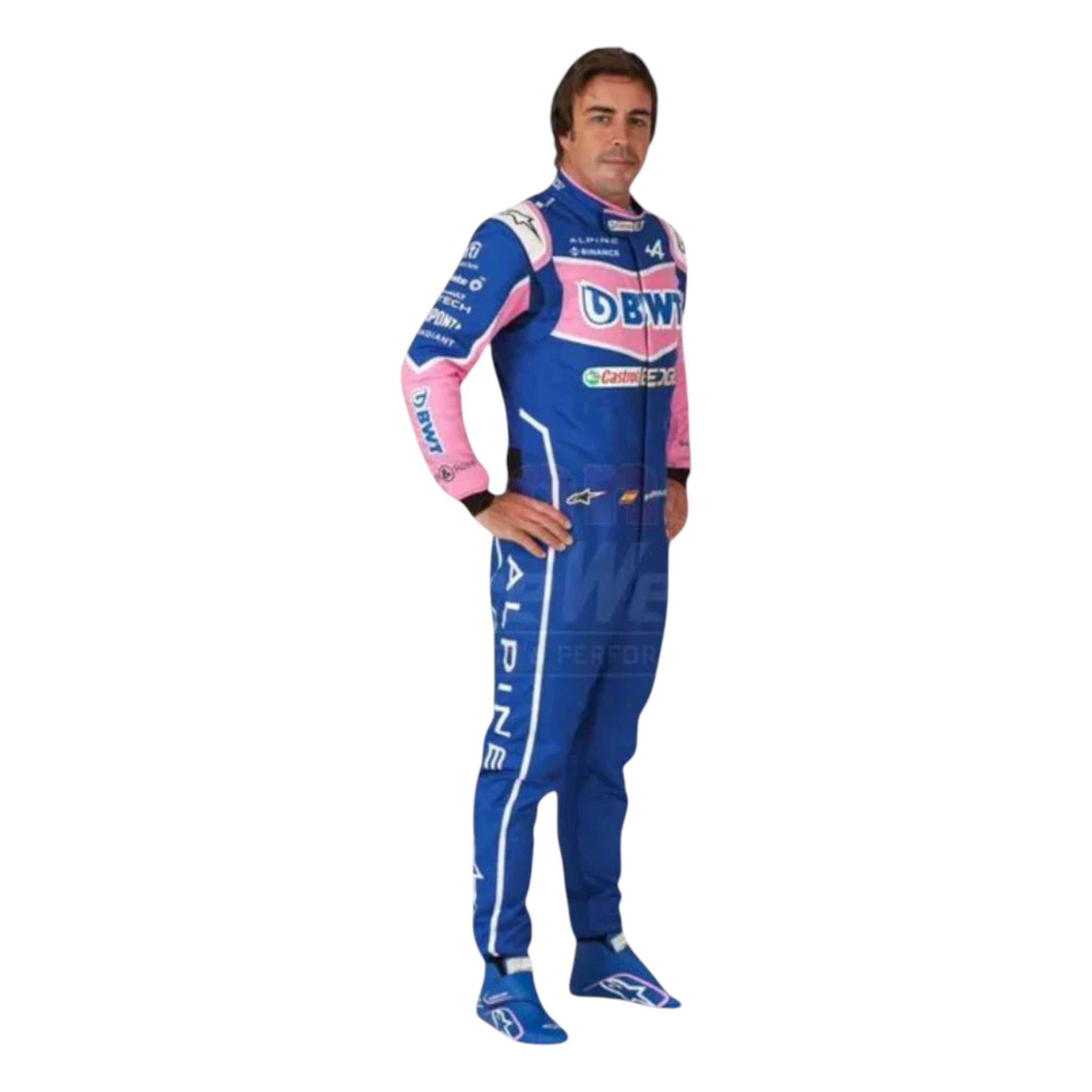 Fernando Alonso 2022 BWT Alpine F1 Race Suit detail view 2 - Grand Flex Racewear