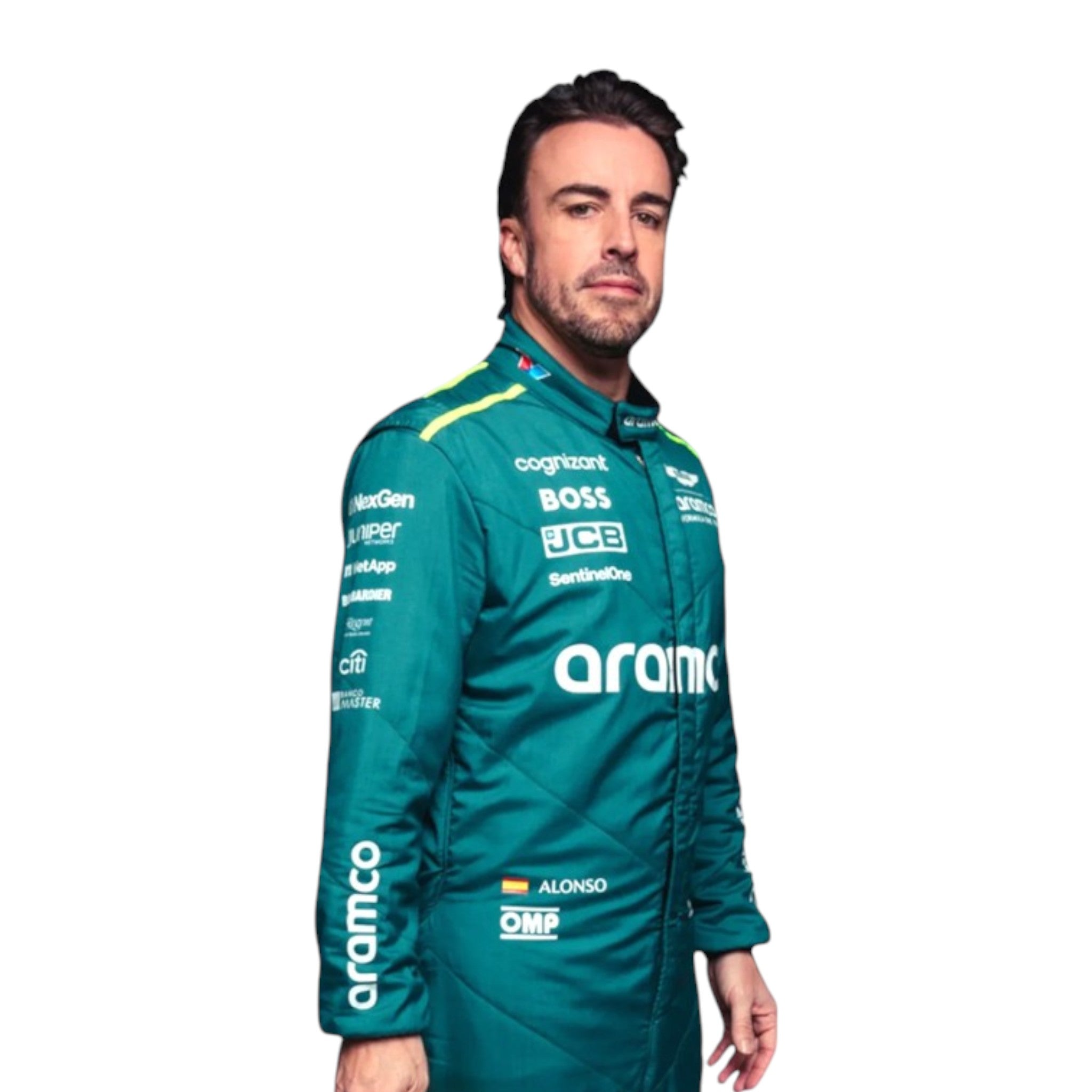 Fernando Alonso 2024 Aston Martin F1 Race Suit product view - Grand Flex Racewear