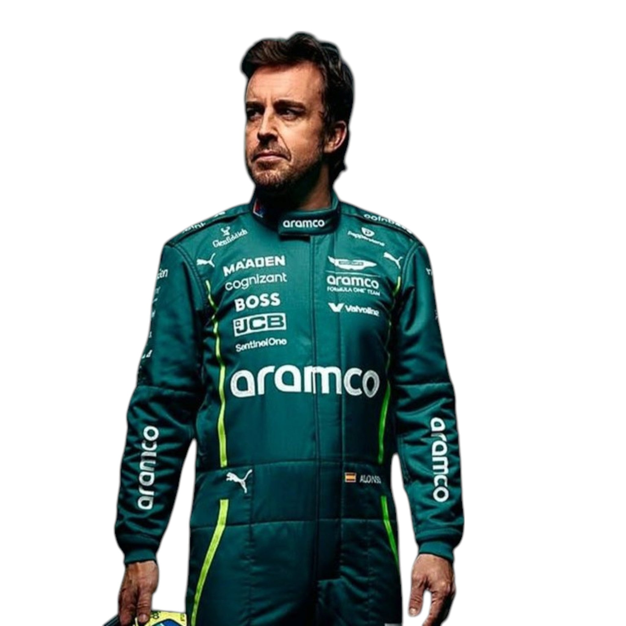 Fernando Alonso 2025 Aston Martin F1 Race Suit product view - Grand Flex Racewear