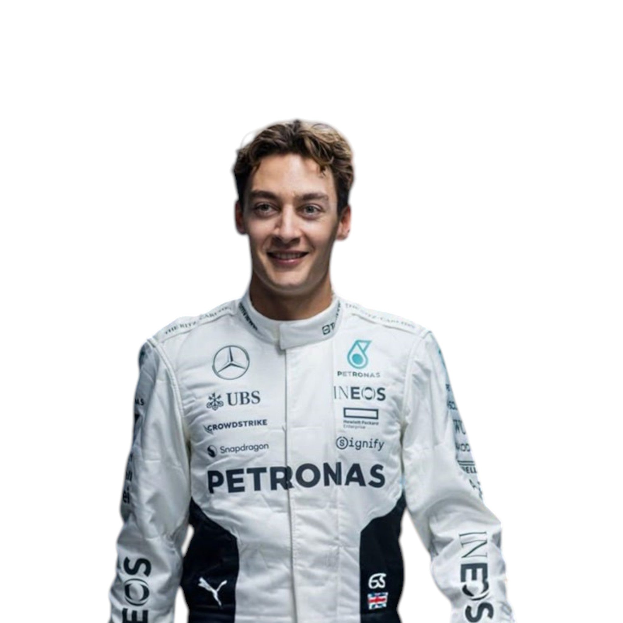 George Russel 2024 Mercedes-AMG Petronas Qatar GP F1 Race Suit product view - Grand Flex Racewear