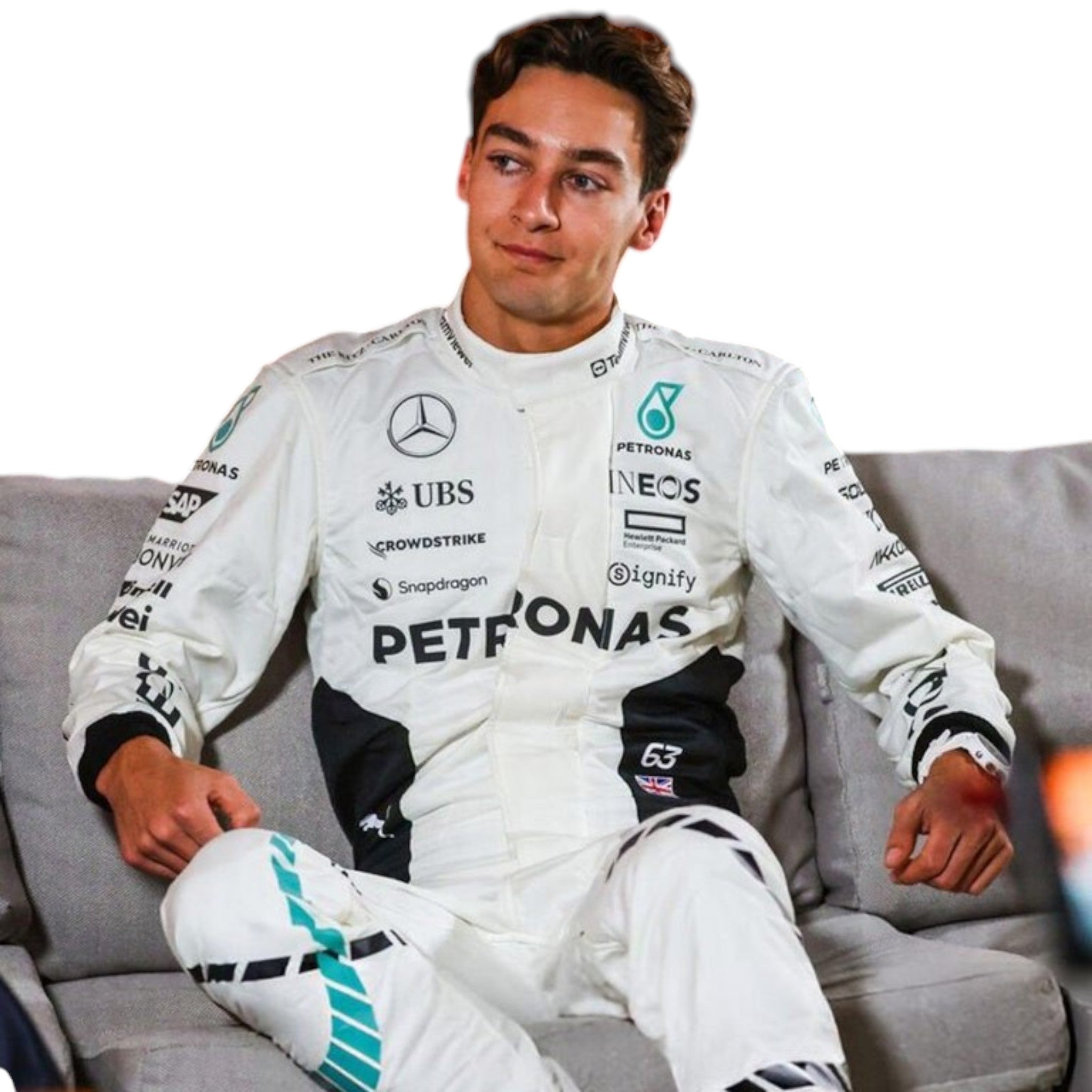 George Russel 2024 Mercedes-AMG Petronas Qatar GP F1 Race Suit detail view 2 - Grand Flex Racewear