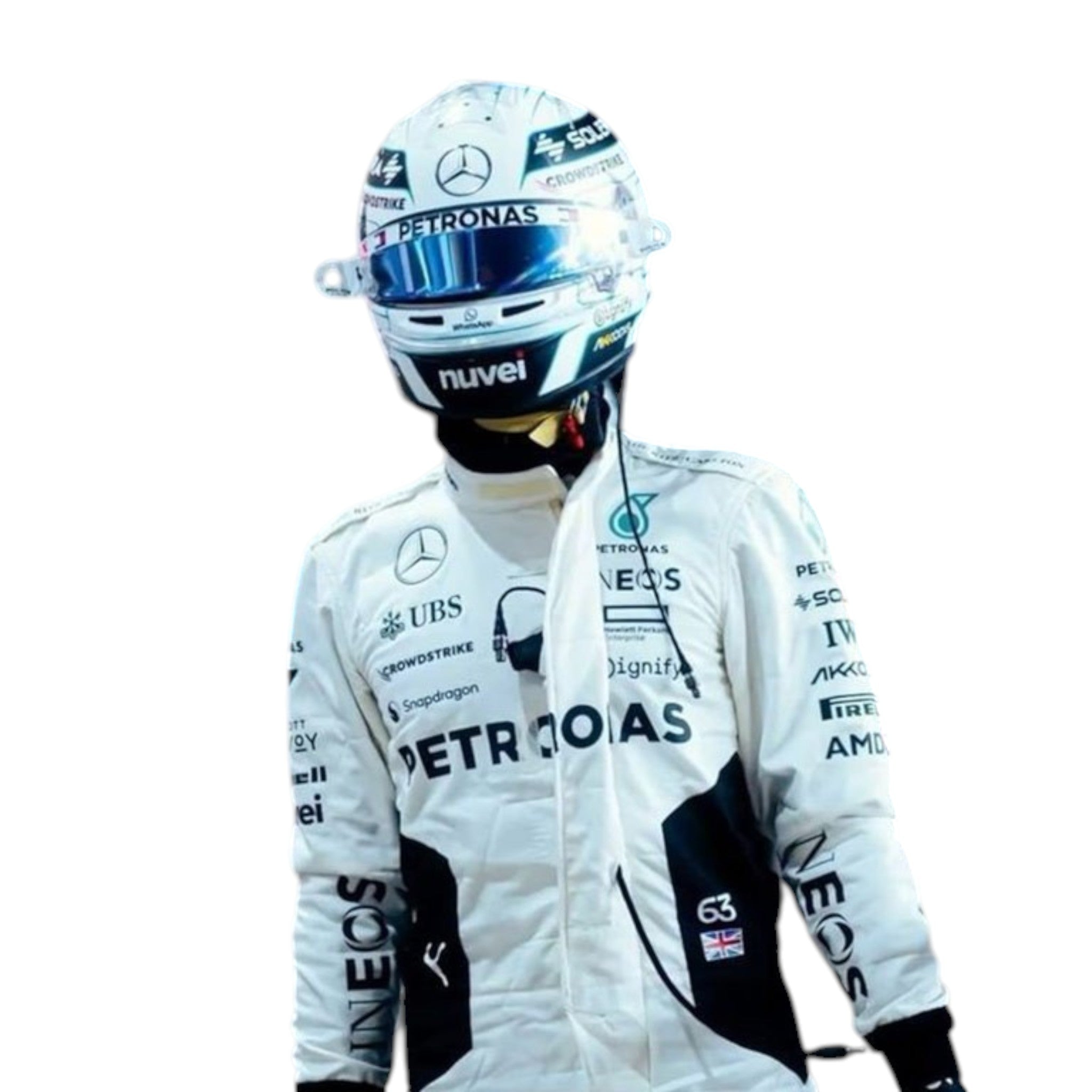 George Russel 2024 Mercedes-AMG Petronas Qatar GP F1 Race Suit detail view 5 - Grand Flex Racewear