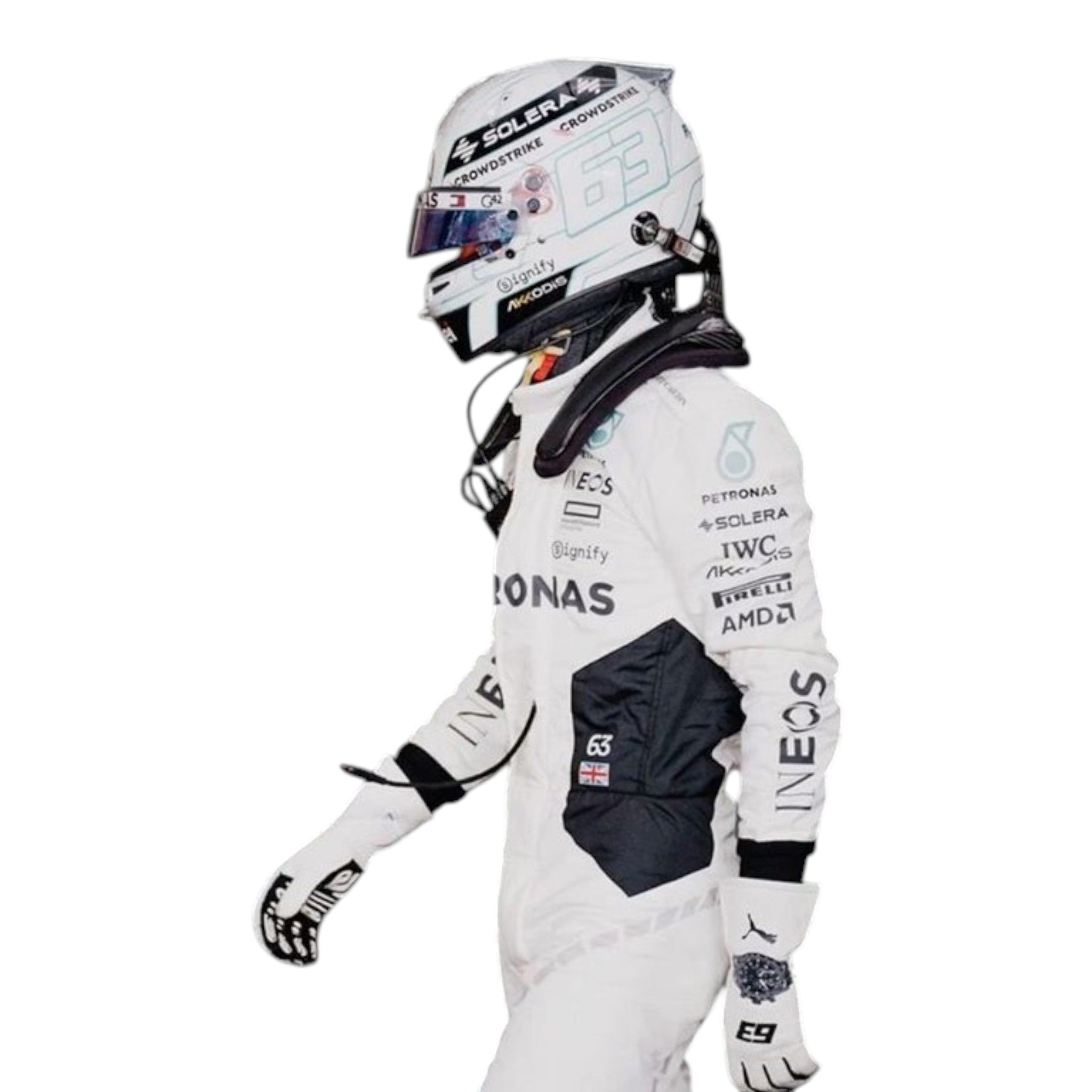 George Russel 2024 Mercedes-AMG Petronas Qatar GP F1 Race Suit detail view 6 - Grand Flex Racewear
