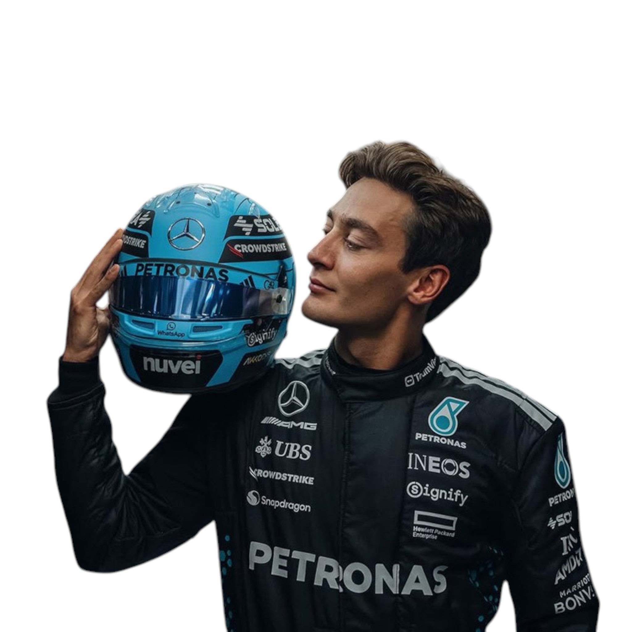 George Russel 2025 Mercedes AMG Petronas F1 Race Suit product view - Grand Flex Racewear