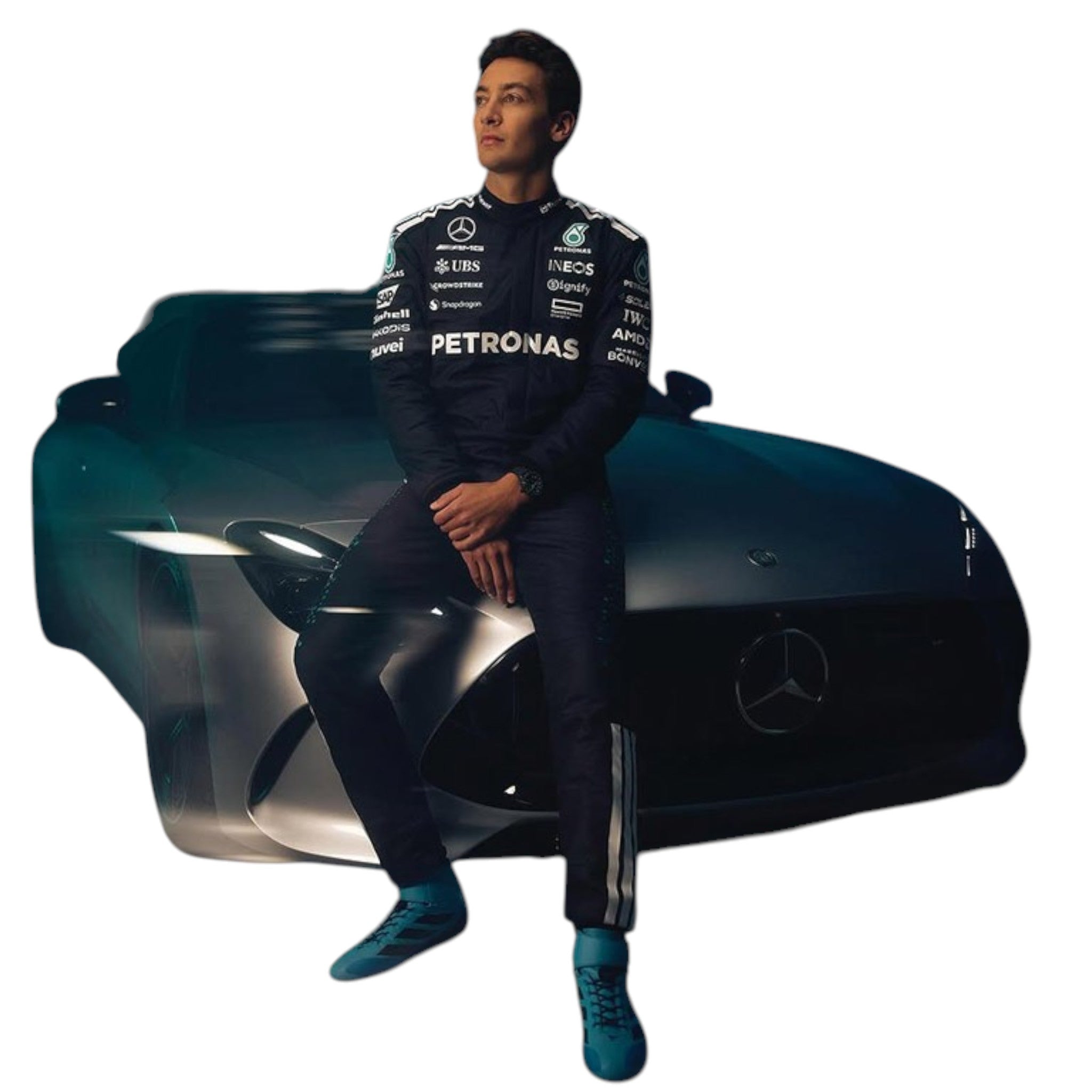 George Russel 2025 Mercedes AMG Petronas F1 Race Suit detail view 2 - Grand Flex Racewear