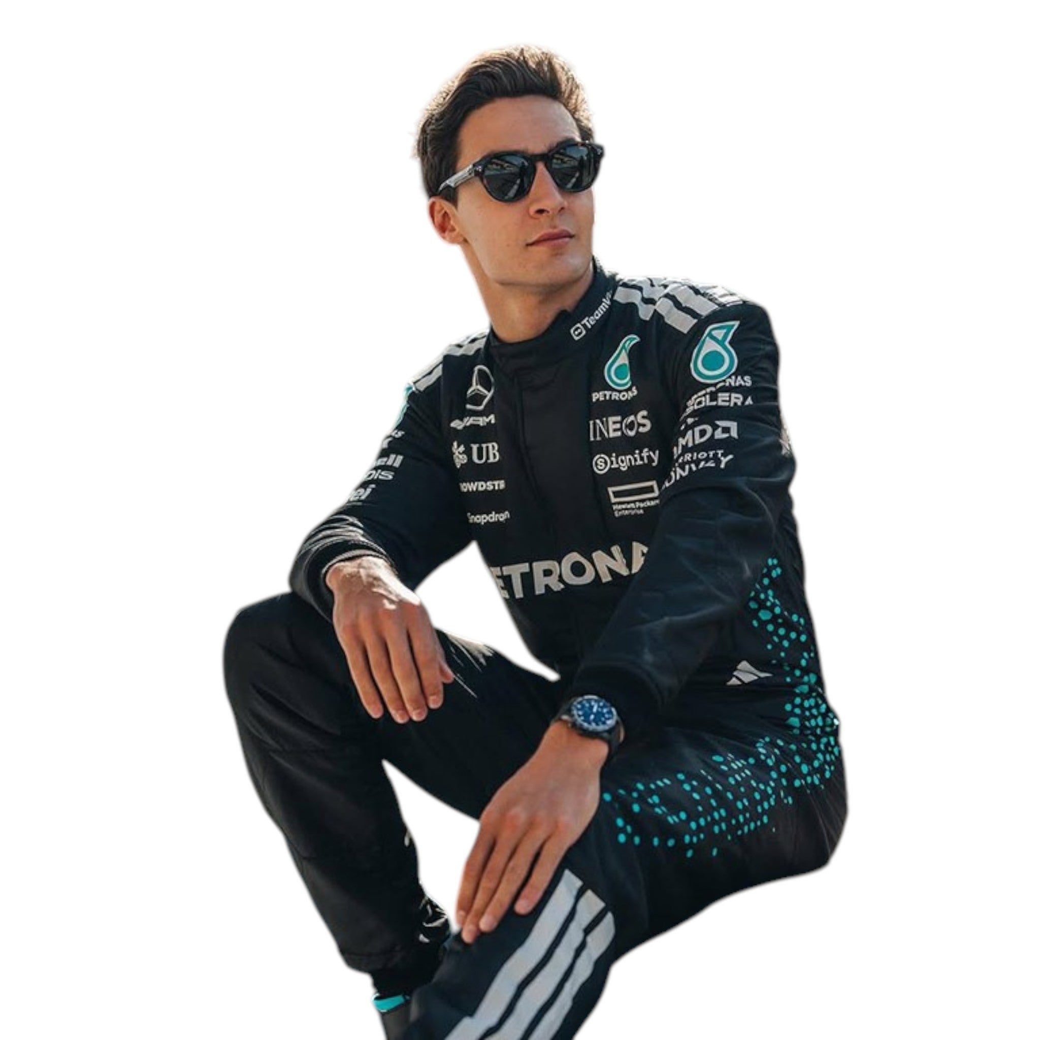 George Russel 2025 Mercedes AMG Petronas F1 Race Suit detail view 3 - Grand Flex Racewear