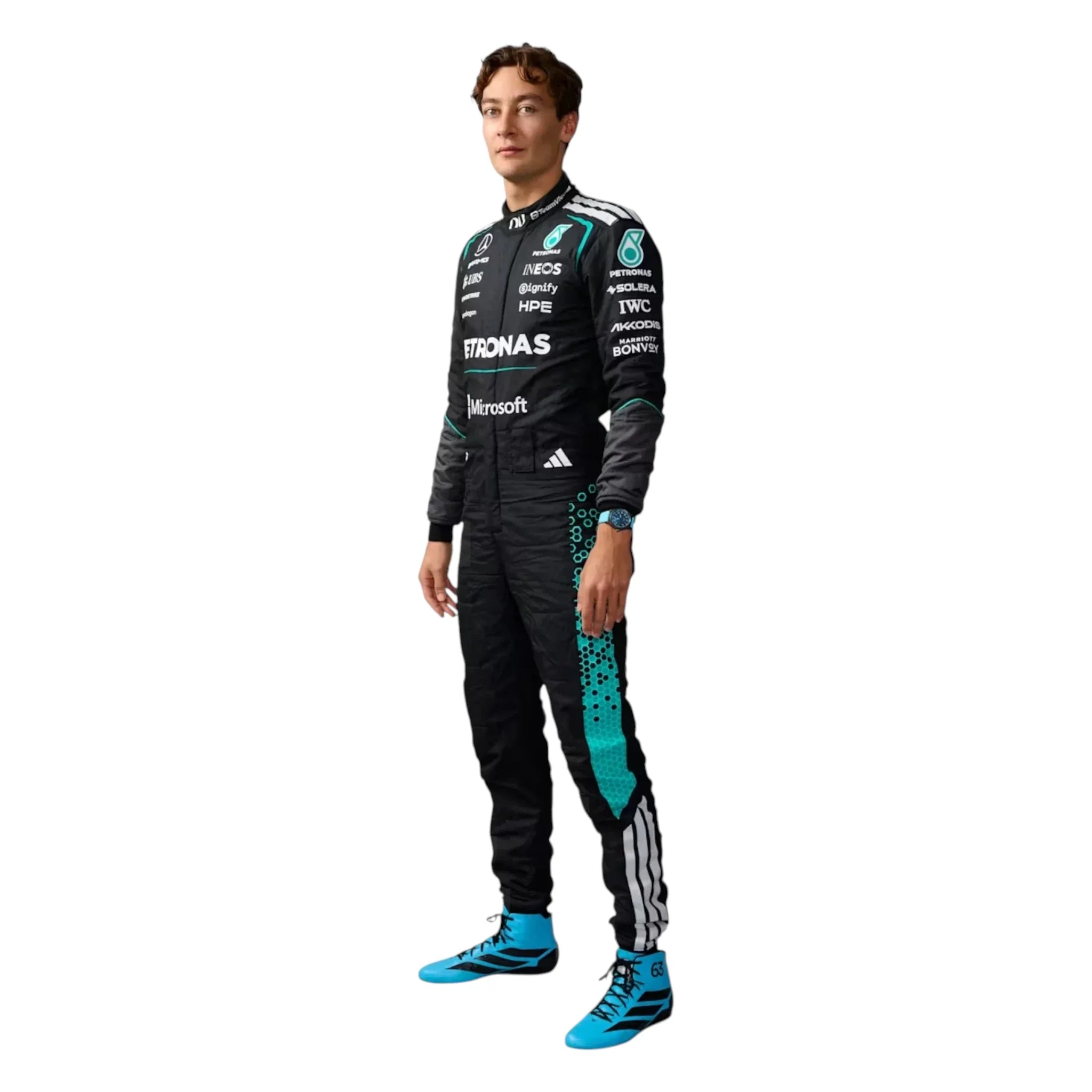 George Russel 2026 Mercedes-AMG Petronas F1 Race Suit product view - Grand Flex Racewear