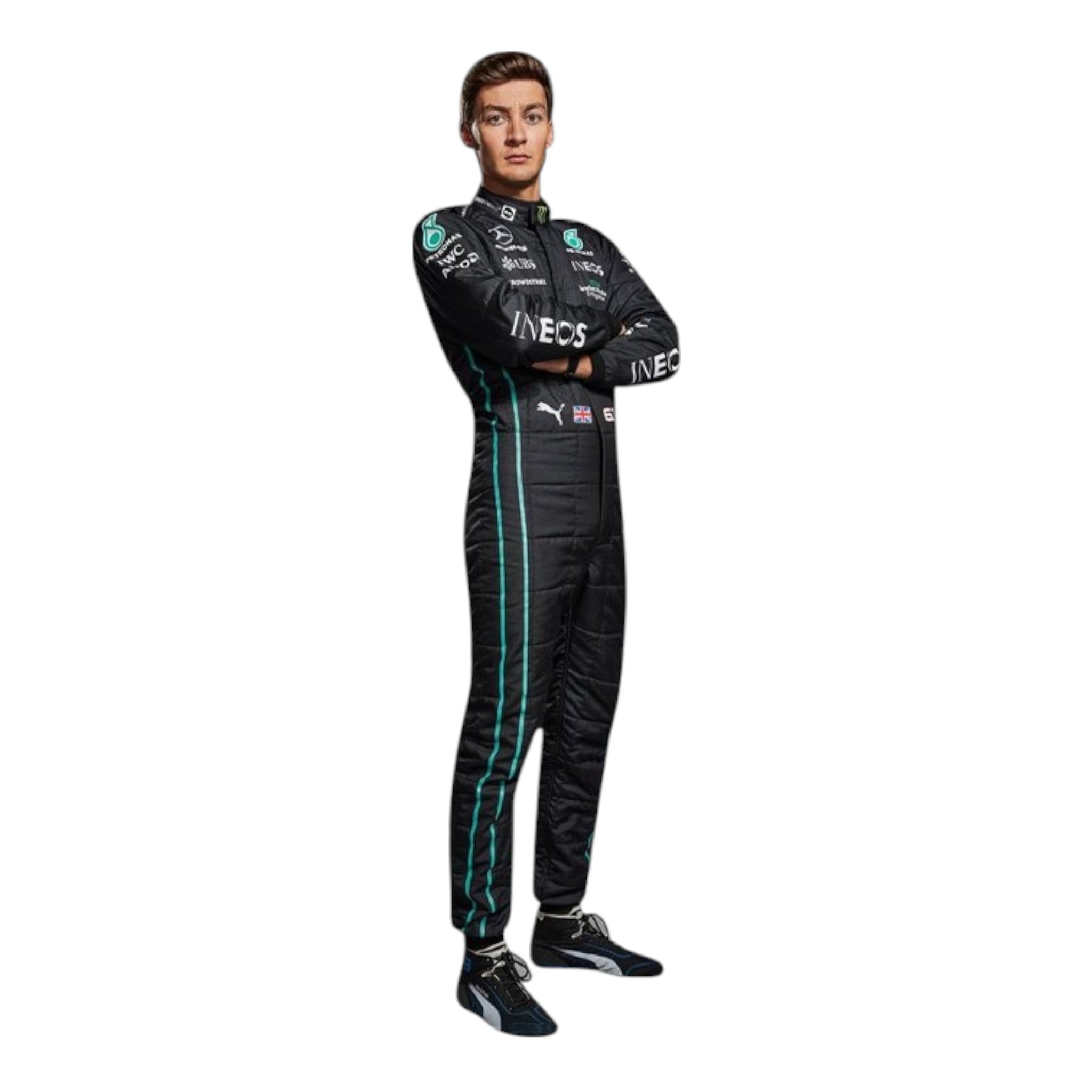 George Russell 2022 Mercedes AMG Petronas F1 Race Suit product view - Grand Flex Racewear