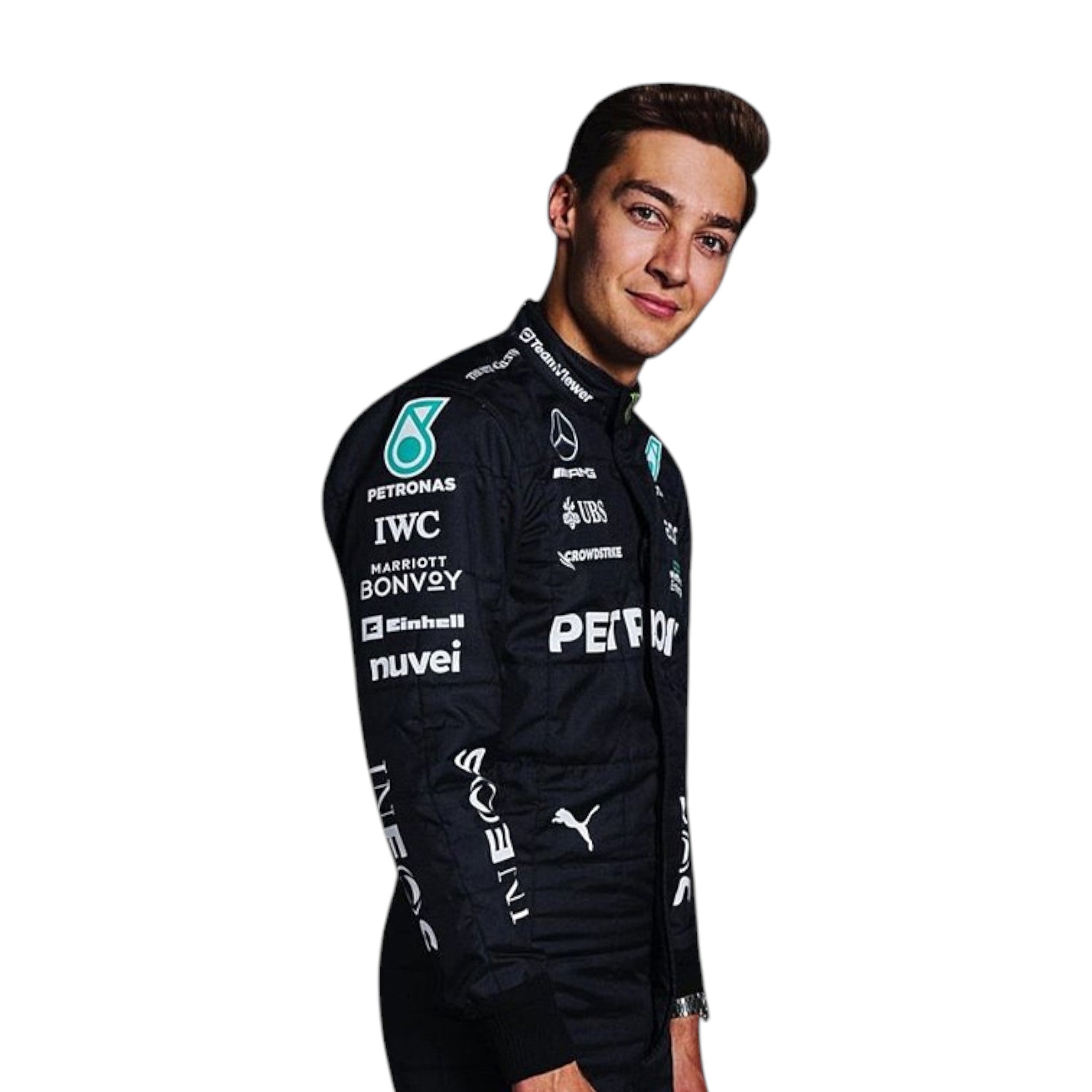George Russell 2023 Mercedes AMG Petronas F1 Race Suit detail view 5 - Grand Flex Racewear