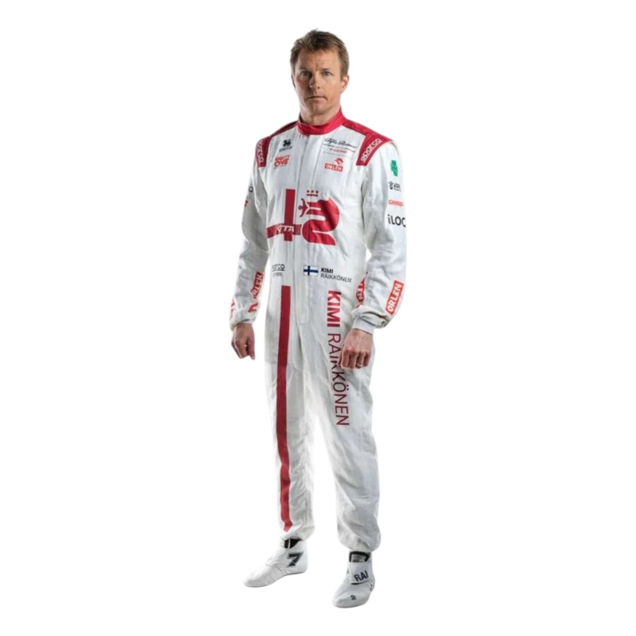 Kimi Räikkönen 2021 Alfa Romeo F1 Race Suit product view - Grand Flex Racewear