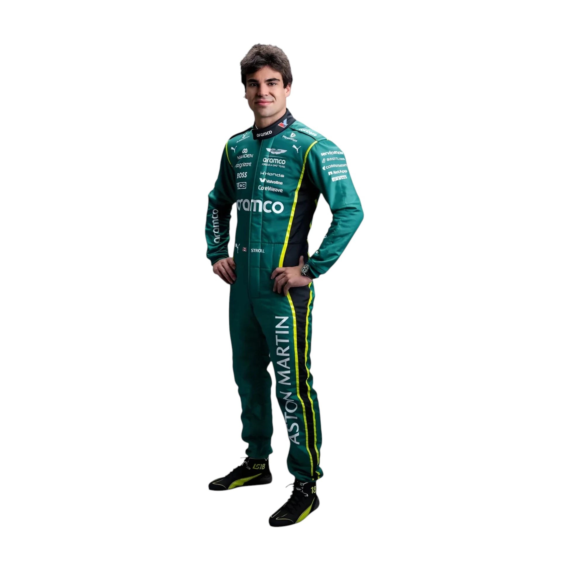 Lance Stroll 2026 Aston Martin F1 race suit front view