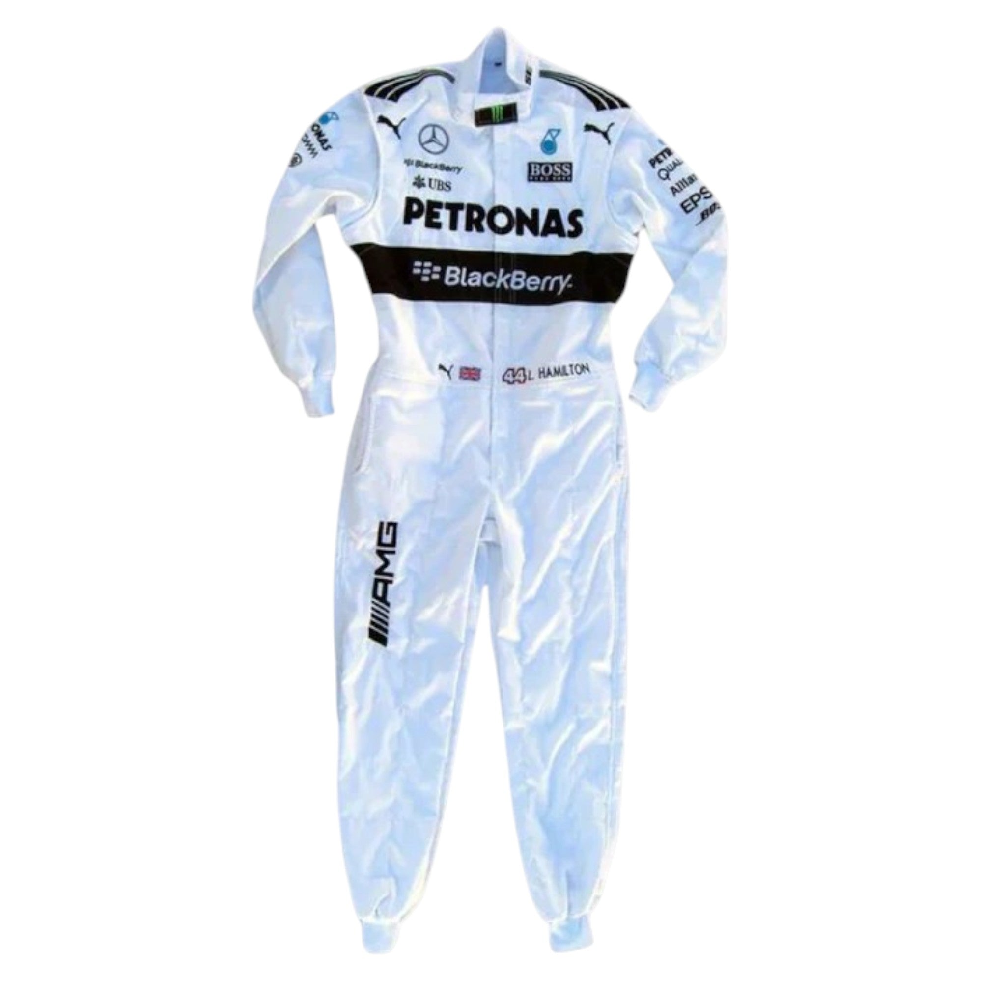 Lewis Hamilton 2015 Mercedes Petronas F1 Race Suit product view - Grand Flex Racewear