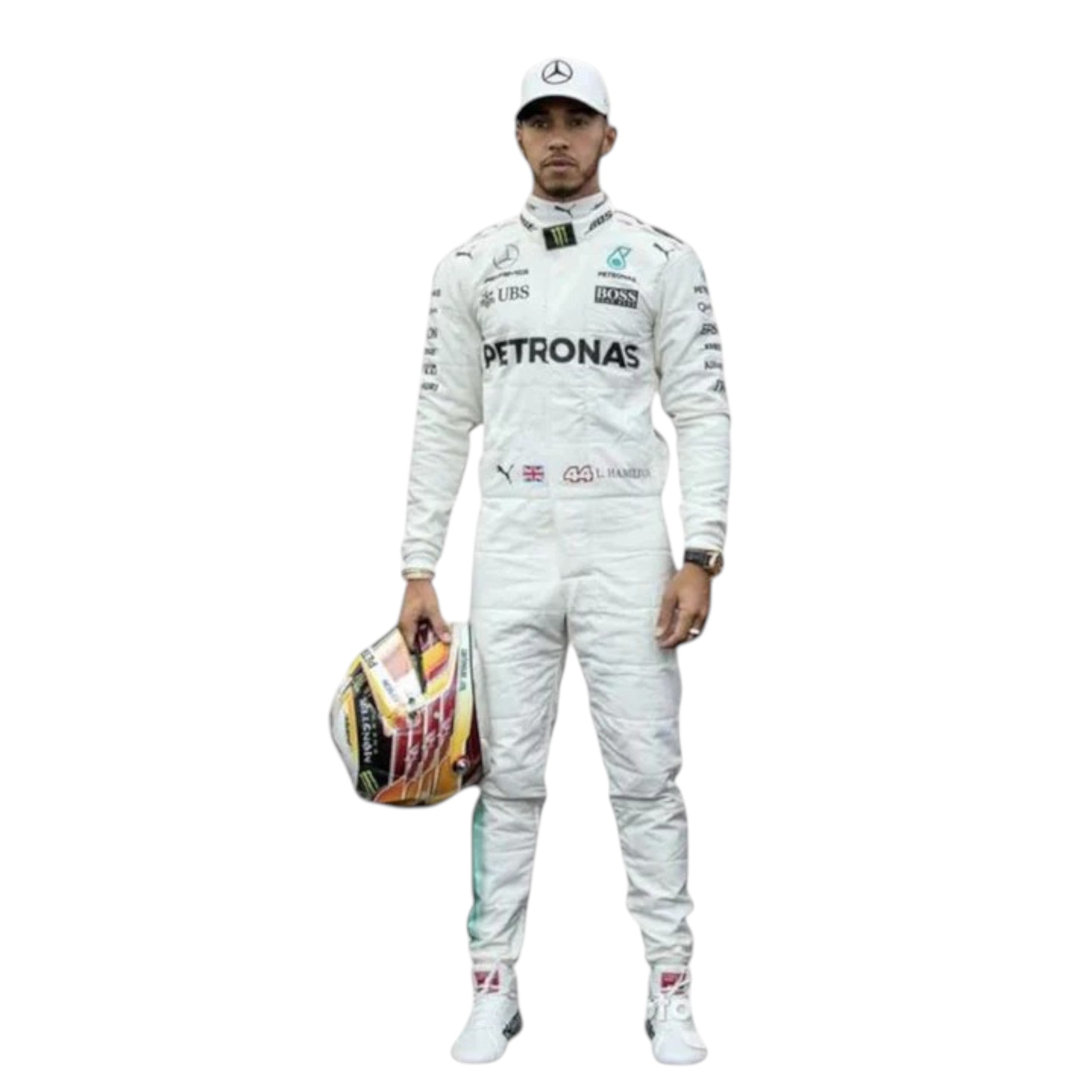 Lewis Hamilton 2017 Mercedes-AMG Petronas F1 Race Suit product view - Grand Flex Racewear