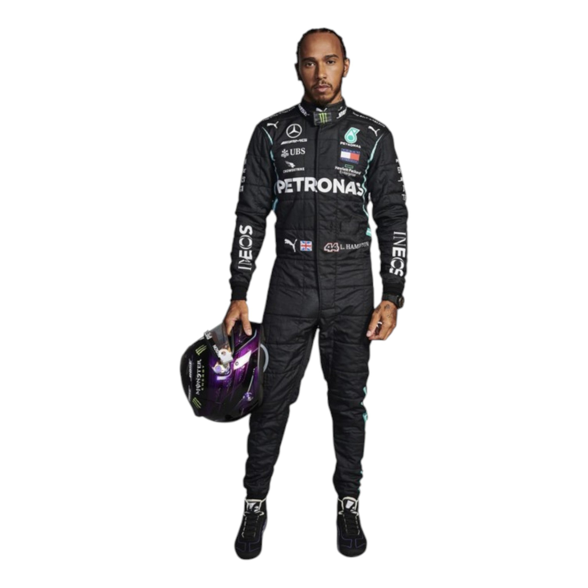 Lewis Hamilton 2021 Mercedes AMG Petronas F1 Race Suit detail view 2 - Grand Flex Racewear