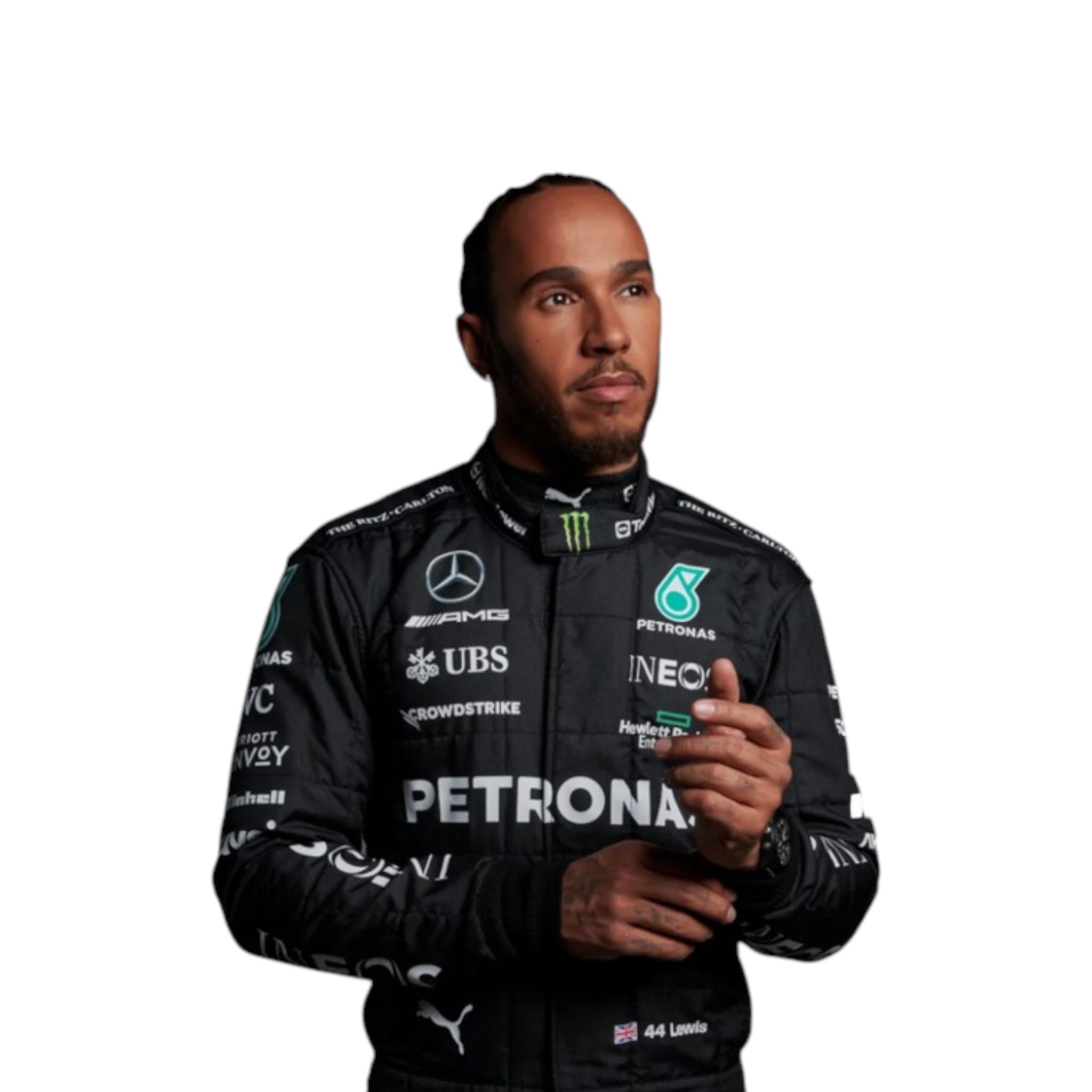 Lewis Hamilton 2023 Mercedes AMG Petronas F1 Race Suit product view - Grand Flex Racewear