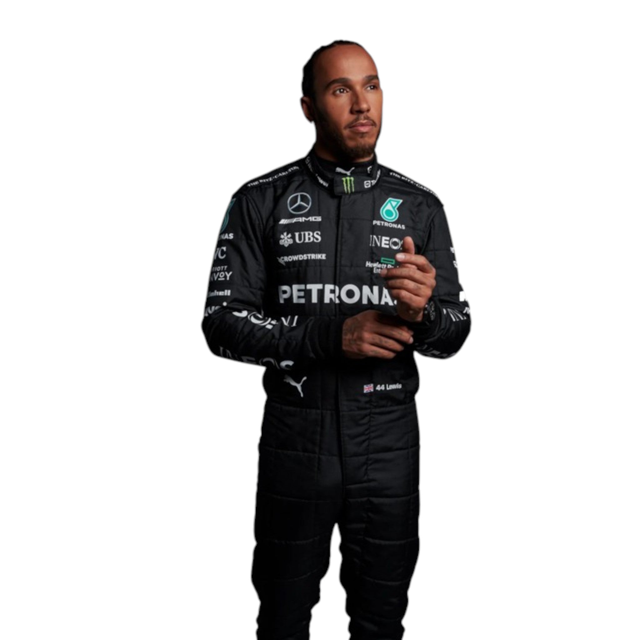 Lewis Hamilton 2023 Mercedes AMG Petronas F1 Race Suit detail view 2 - Grand Flex Racewear
