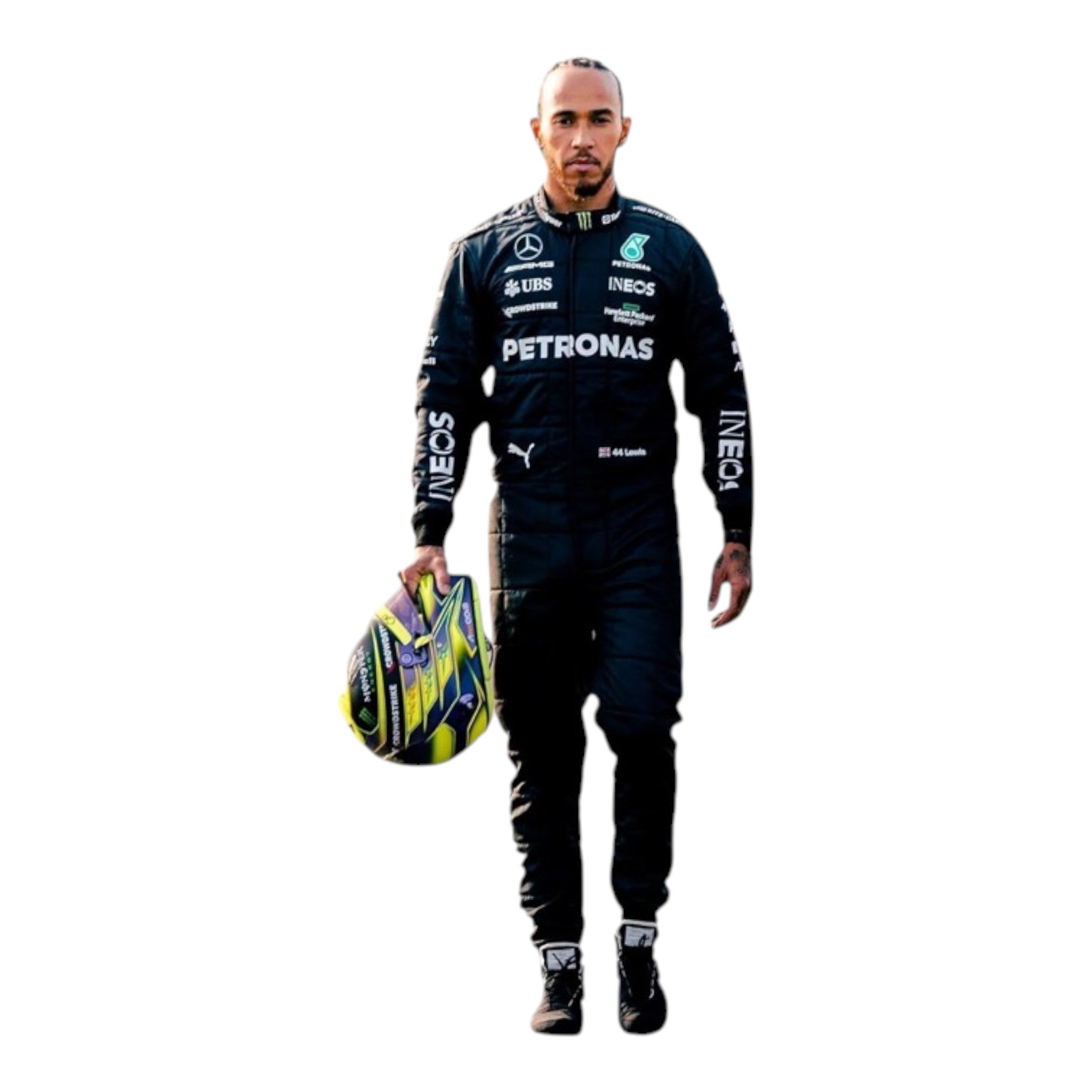 Lewis Hamilton 2023 Mercedes AMG Petronas F1 Race Suit detail view 3 - Grand Flex Racewear