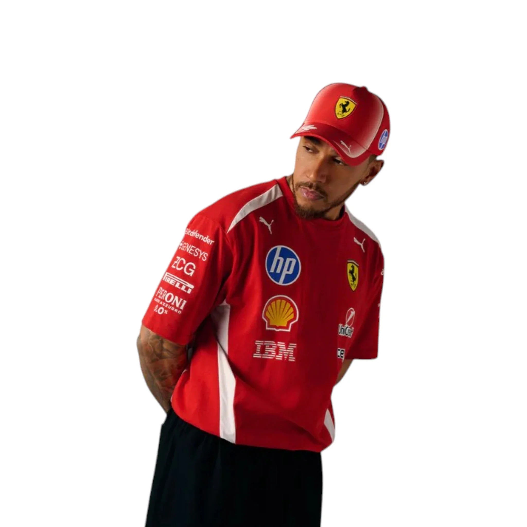 Lewis Hamilton 2025 Ferrari F1 Racing T-Shirt detail view 3 - Grand Flex Racewear