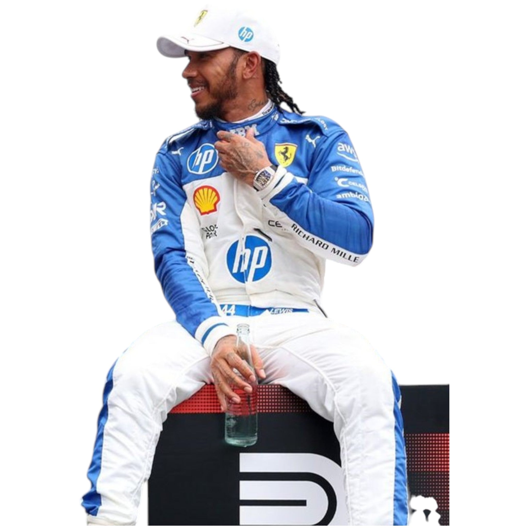 Lewis Hamilton 2025 Ferrari Miami GP F1 Race Suit product view - Grand Flex Racewear