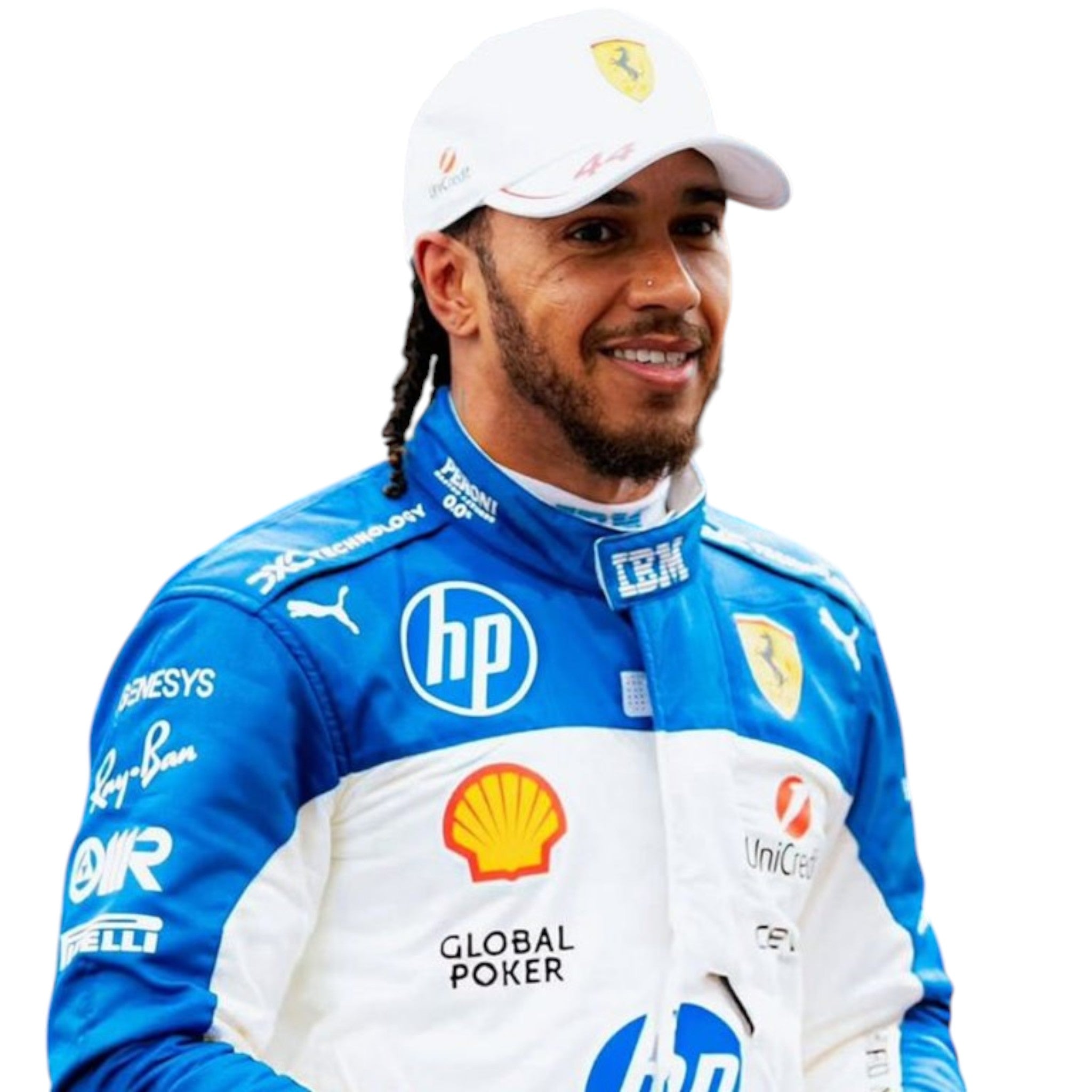 Lewis Hamilton 2025 Ferrari Miami GP F1 Race Suit detail view 2 - Grand Flex Racewear