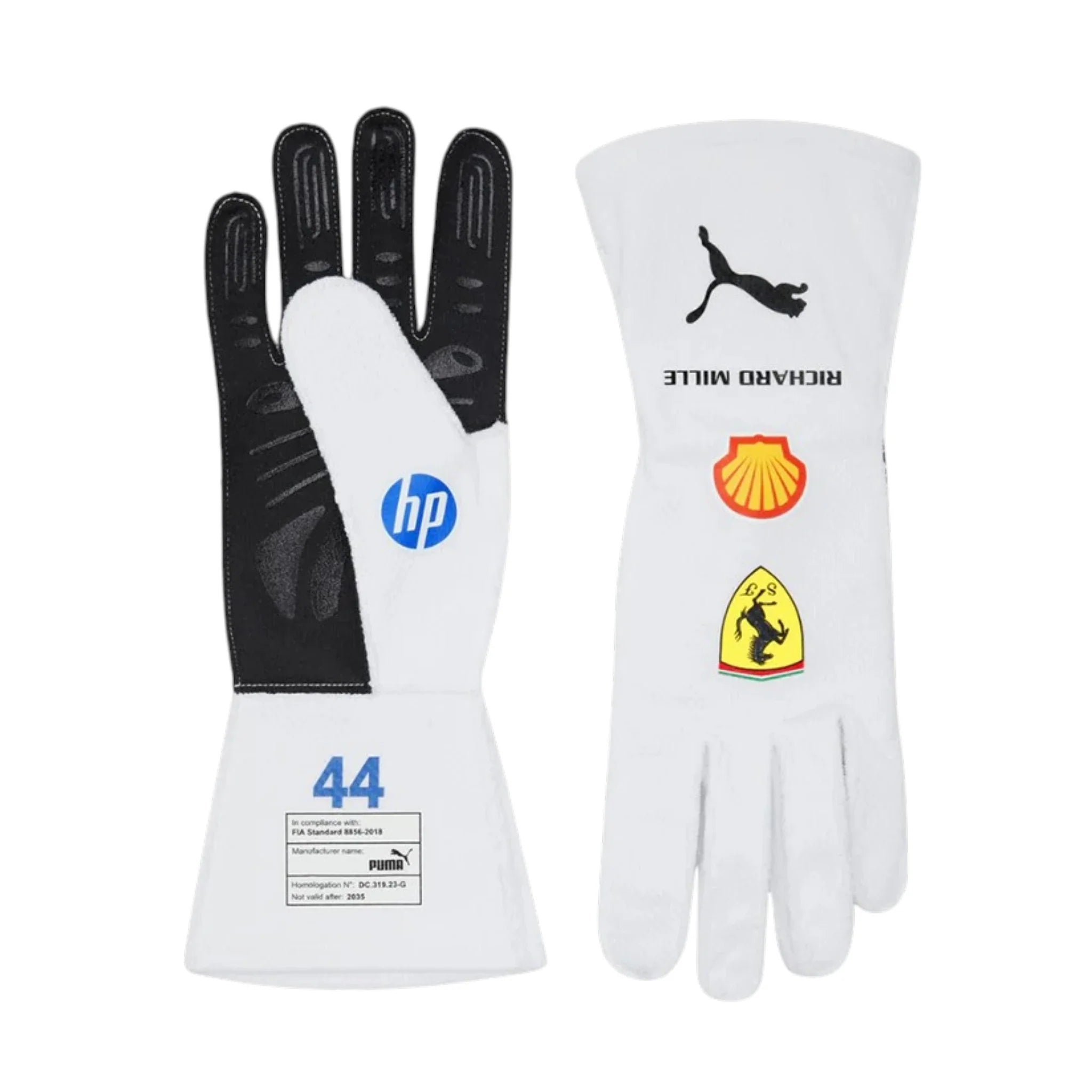 Lewis Hamilton 2025 Ferrari Miami GP F1 Racing Gloves product view - Grand Flex Racewear