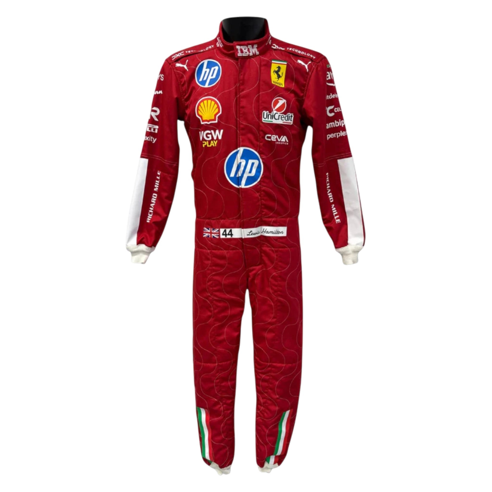 Lewis Hamilton 2025 Ferrari Monza GP F1 Race Suit detail view 2 - Grand Flex Racewear